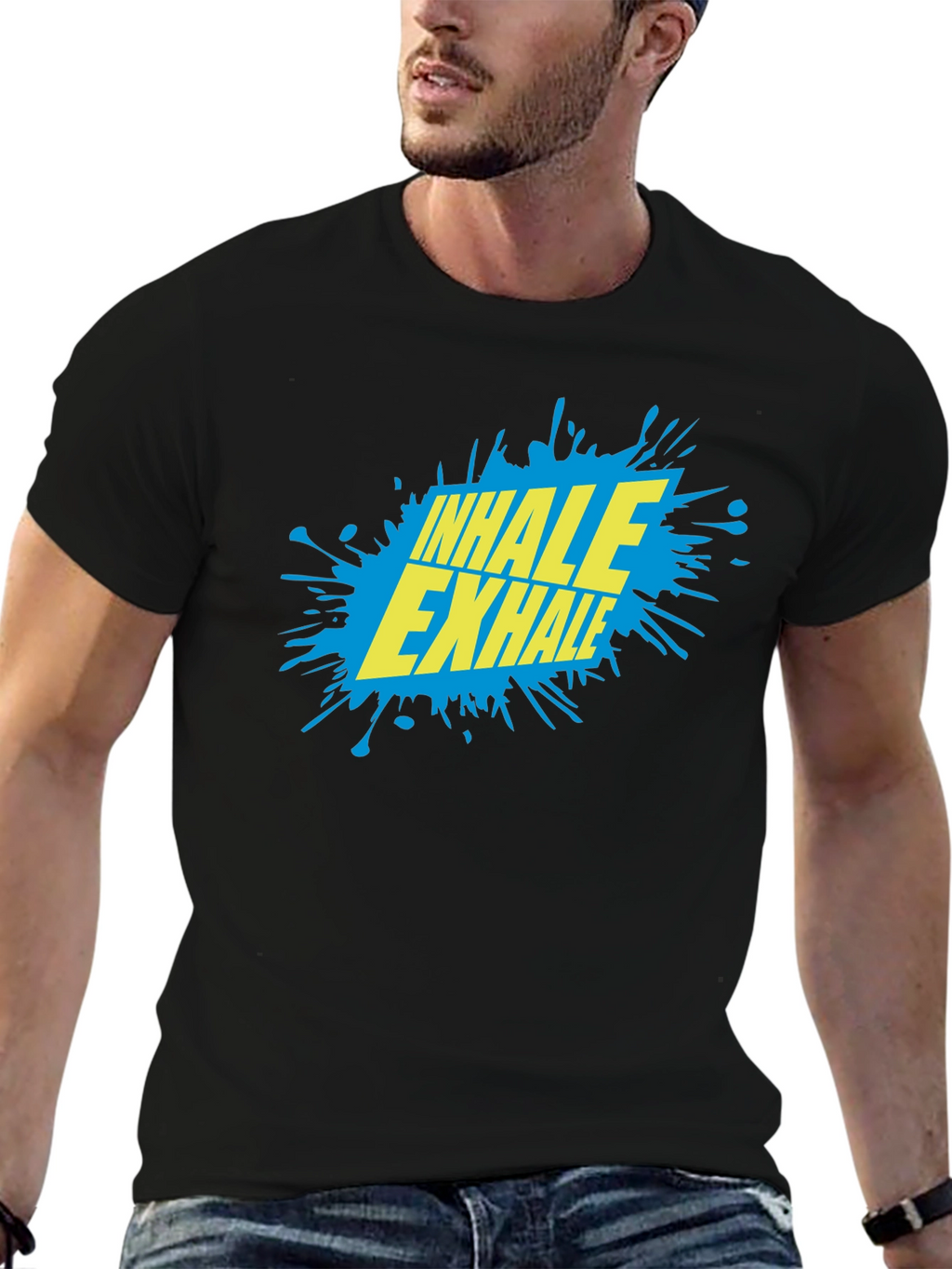 Inhale Exhale Graphic T-Shirt - Black