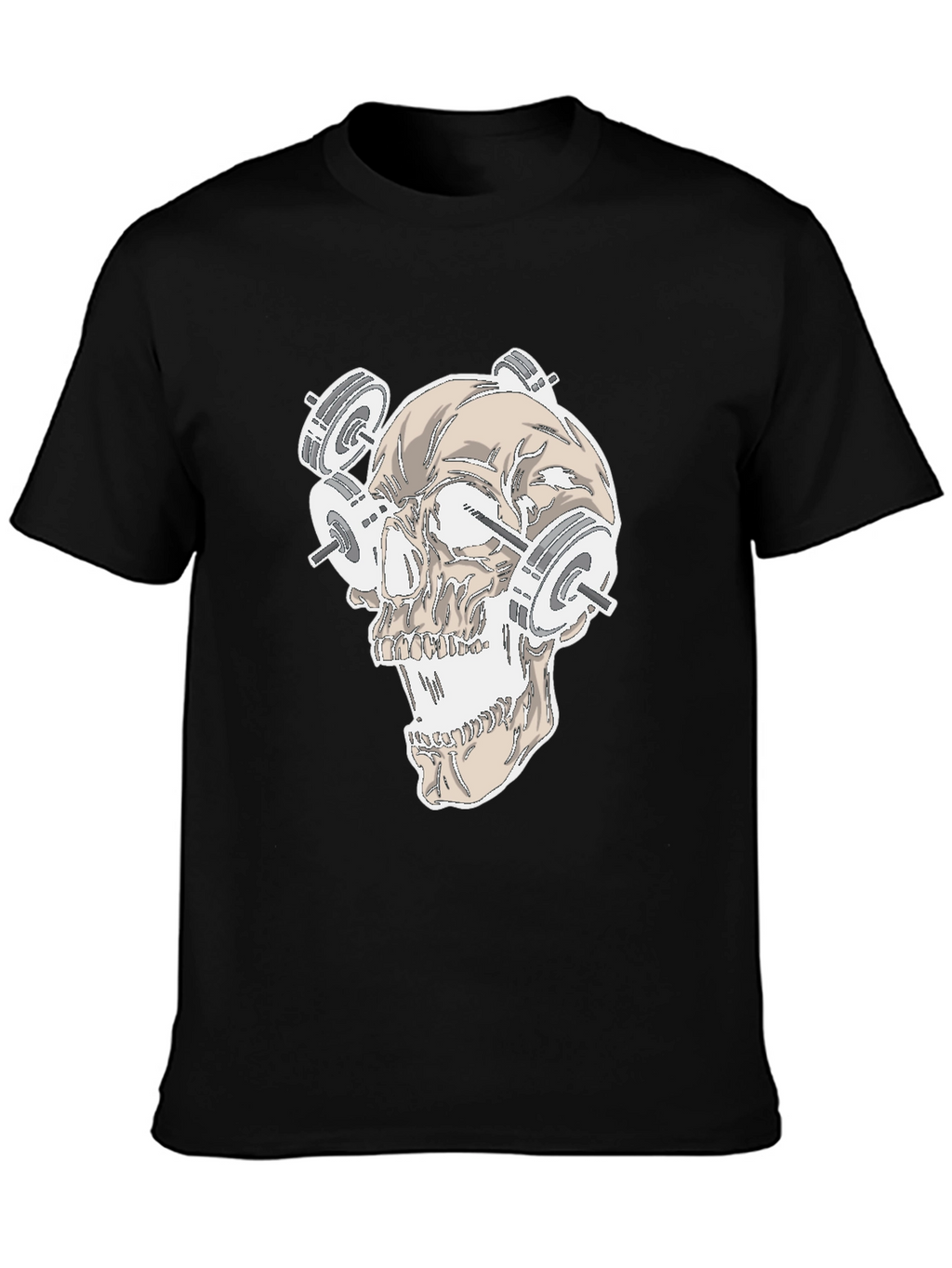 Skull Weightlifting Graphic Tee - Black