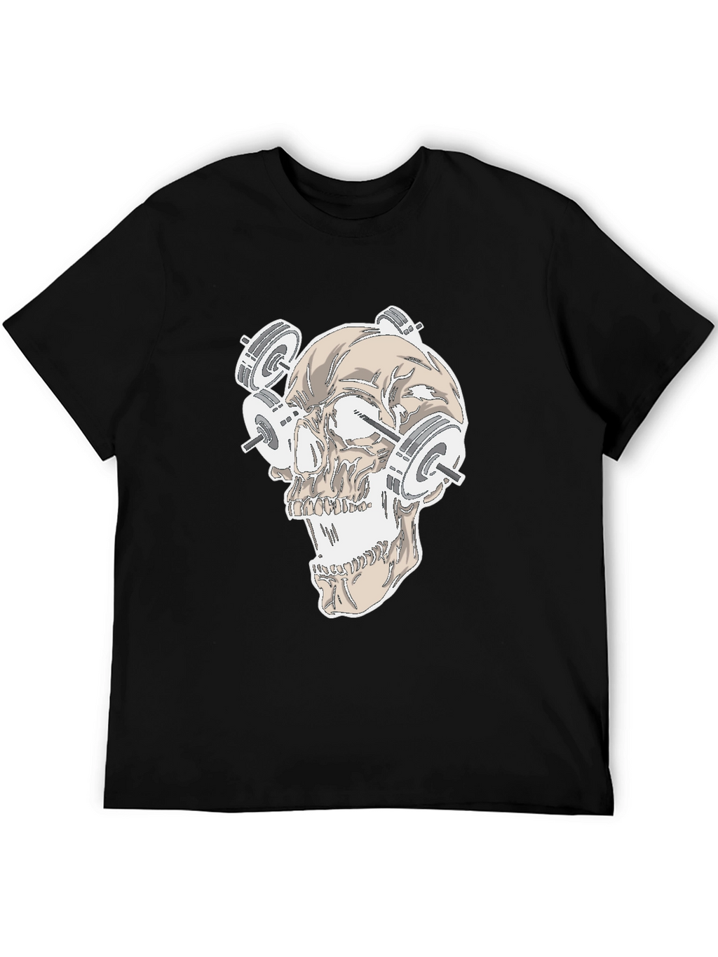 Skull Weightlifting Graphic Tee - Black