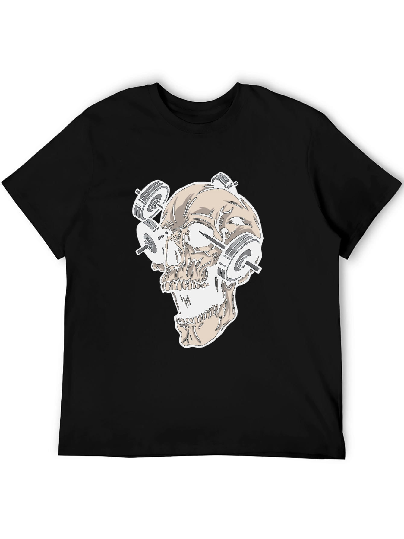 Skull Weightlifting Graphic Tee - Black