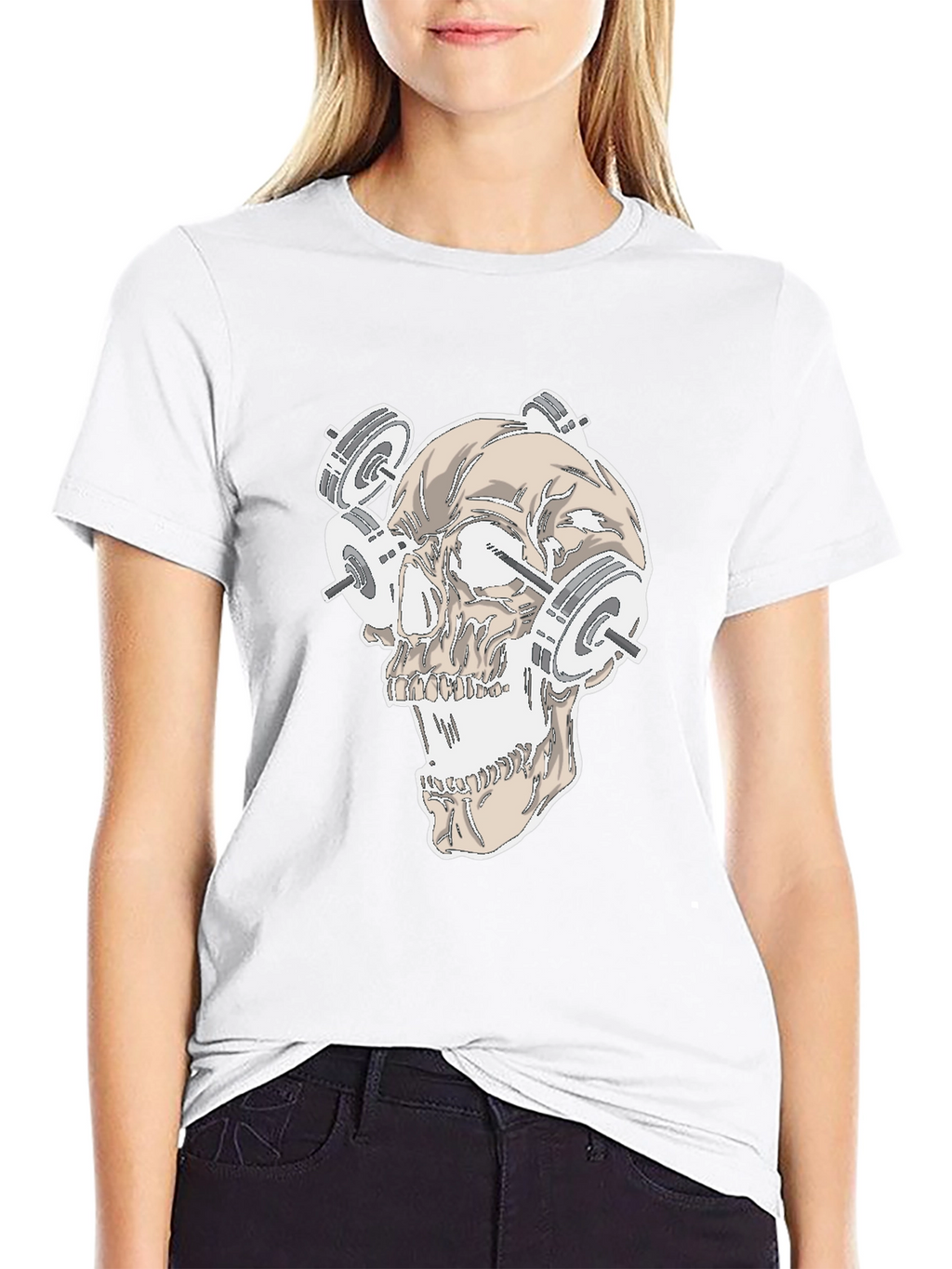Skull Weightlifting Graphic Tee - Black