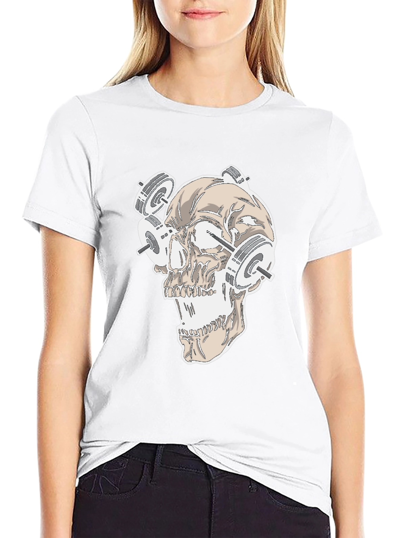 Skull Weightlifting Graphic Tee - Black