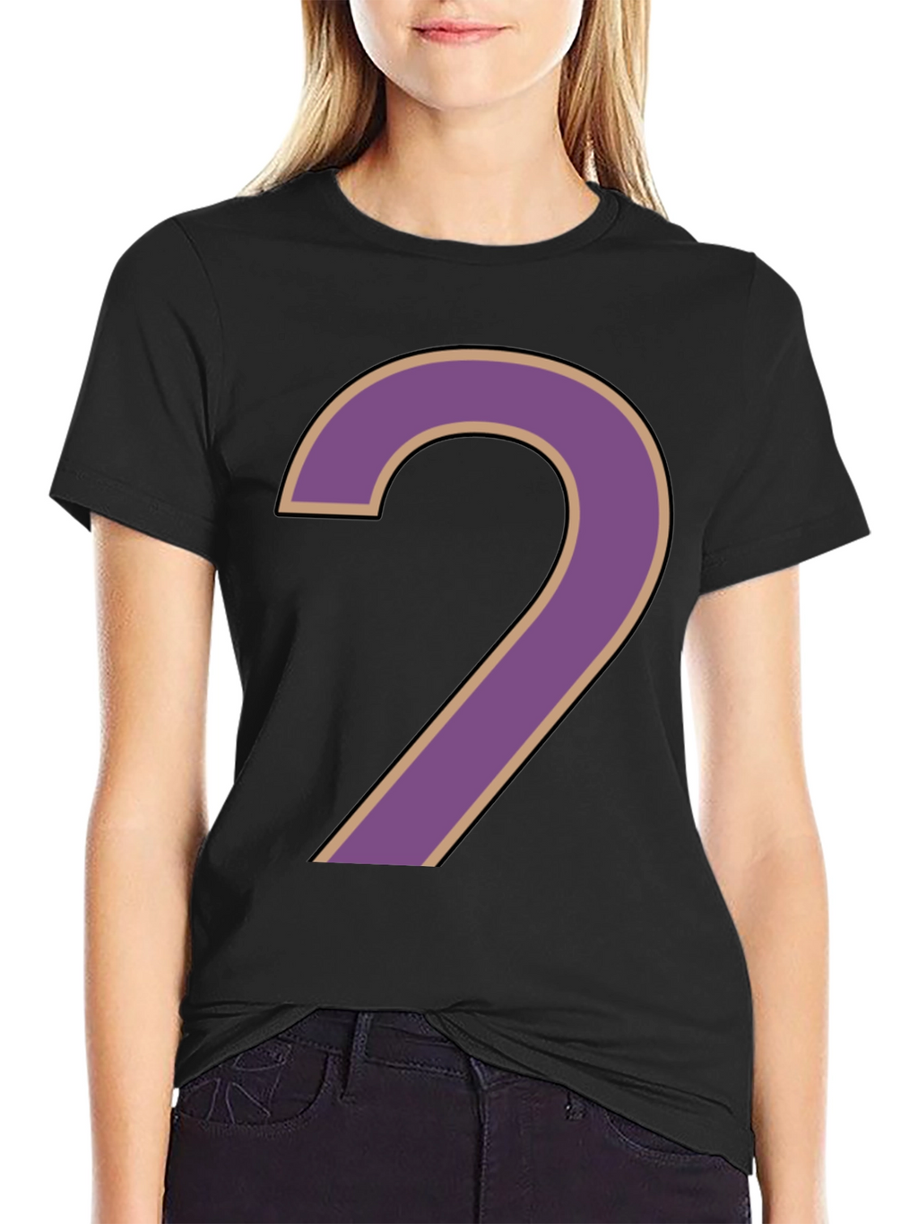 Number 2 Graphic Print Black T-Shirt