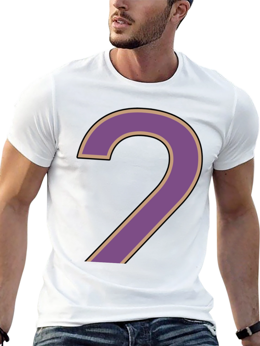 Number 2 Graphic Print Black T-Shirt