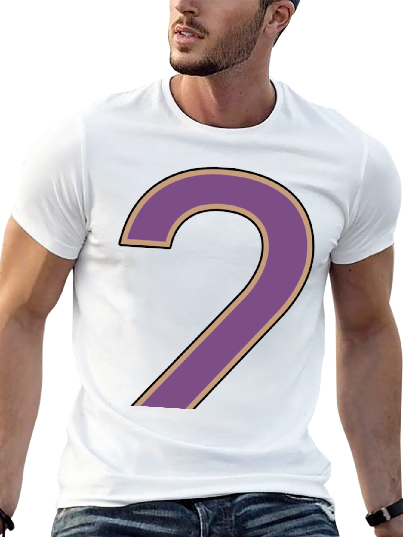 Number 2 Graphic Print Black T-Shirt