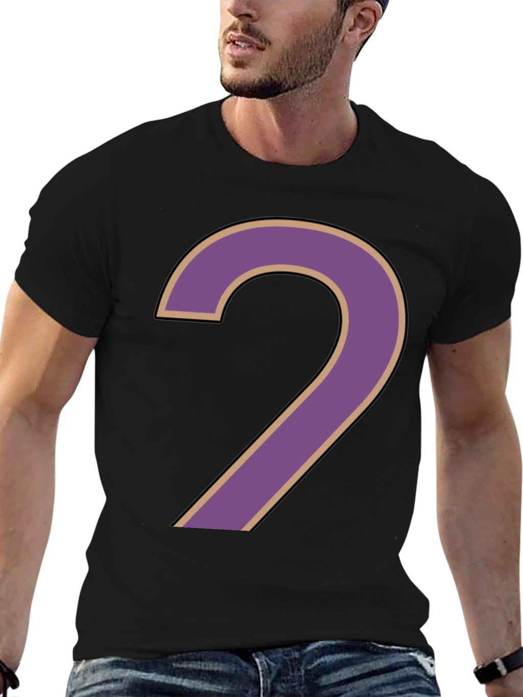 Number 2 Graphic Print Black T-Shirt