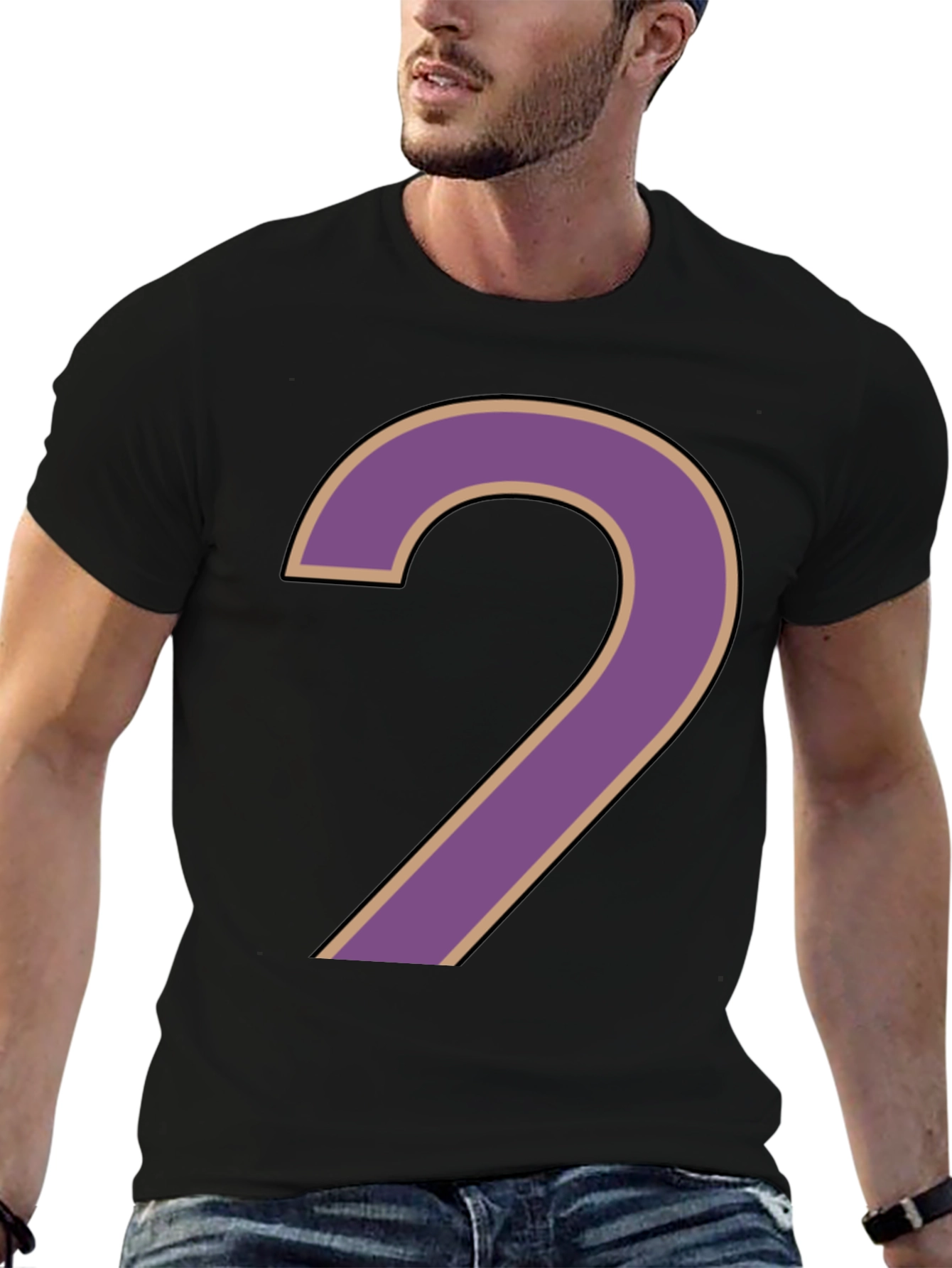 Number 2 Graphic Print Black T-Shirt