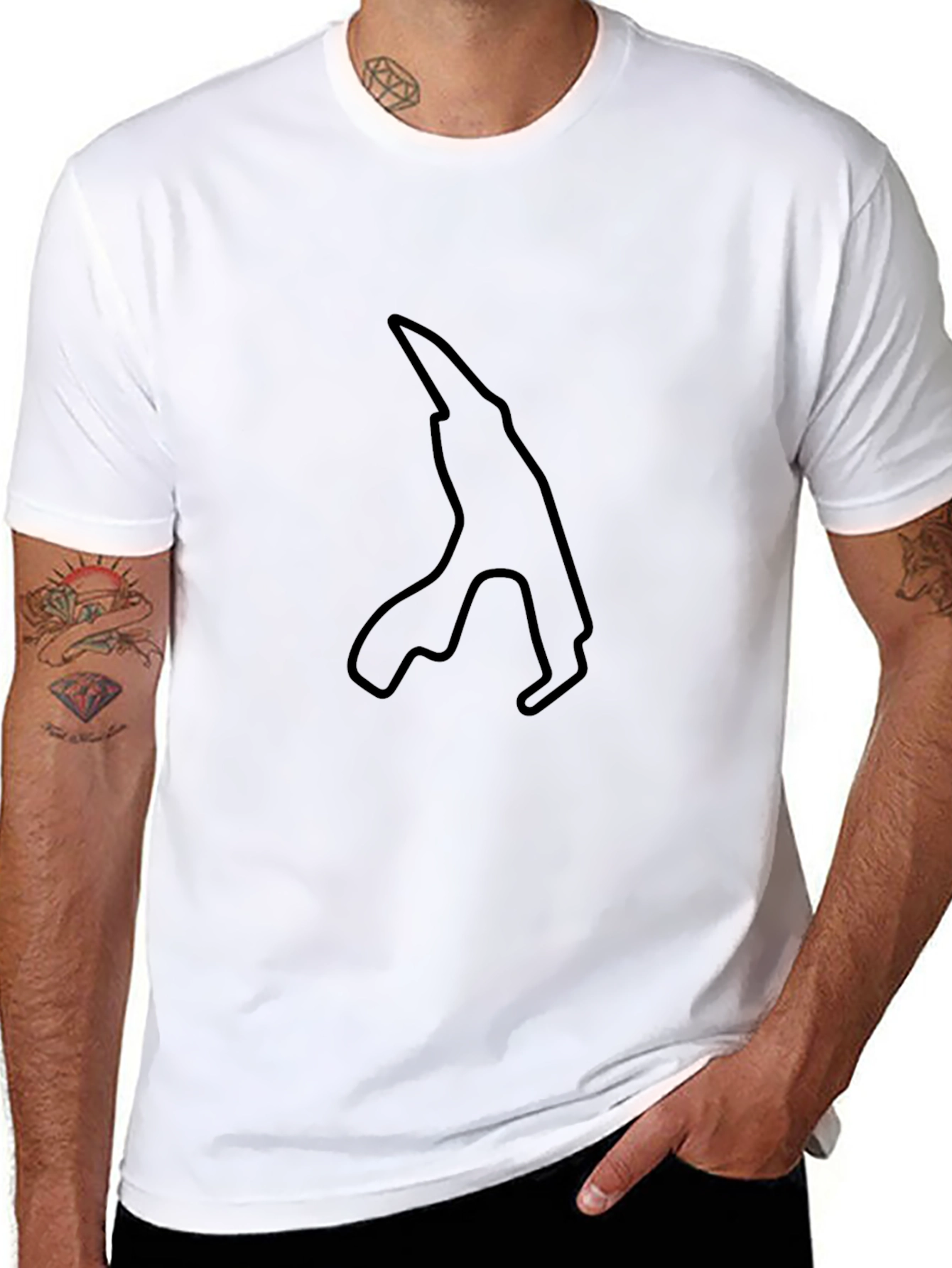 Black Circuit Outline Graphic Tee