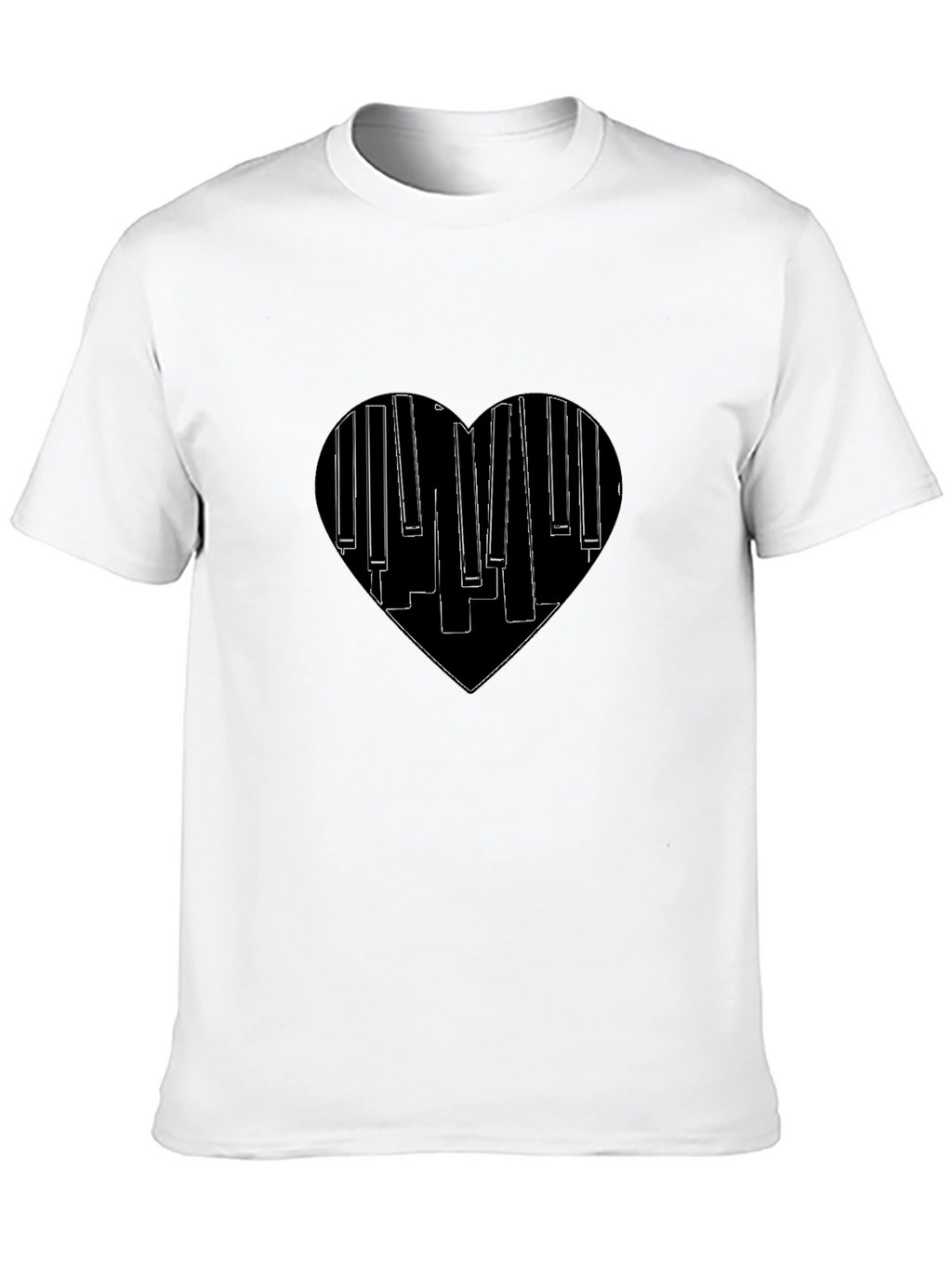 Piano Heartbeat Black T-Shirt | Music Lover Tee