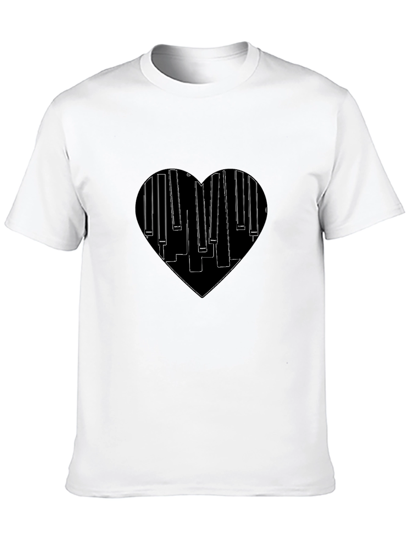 Piano Heartbeat Black T-Shirt | Music Lover Tee