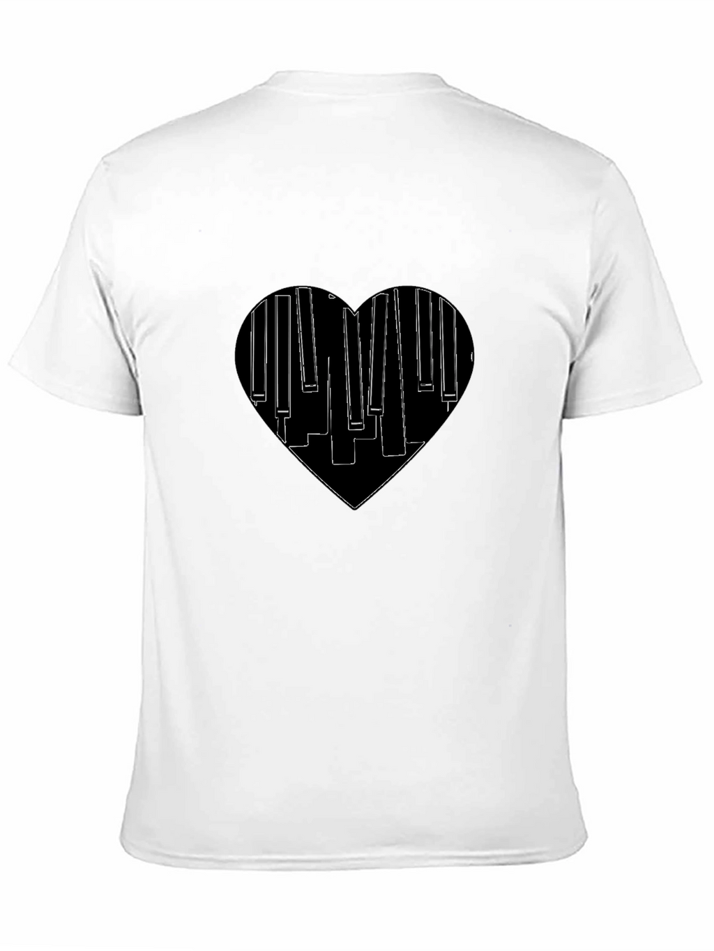 Piano Heartbeat Black T-Shirt | Music Lover Tee