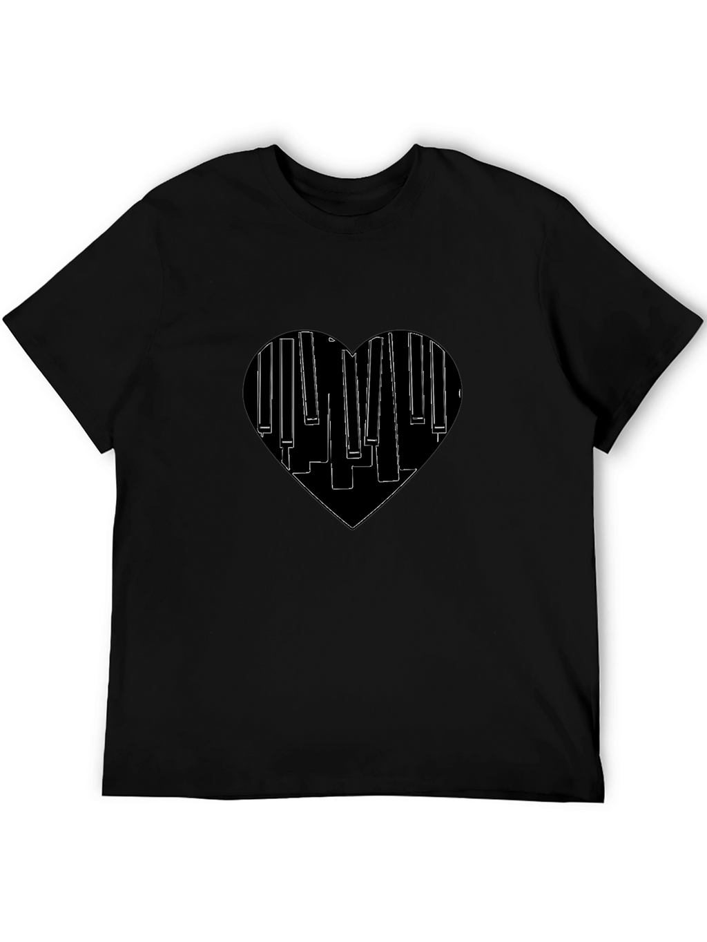 Piano Heartbeat Black T-Shirt | Music Lover Tee