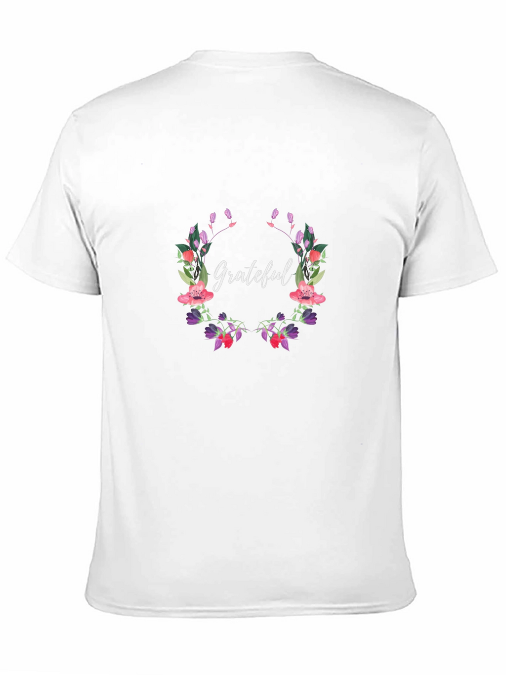 Grateful Floral Wreath Black T-Shirt