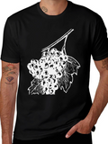 Black T-Shirt with White Berries Graphic