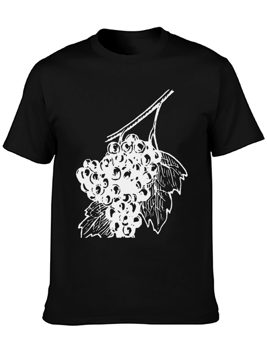 Black T-Shirt with White Berries Graphic