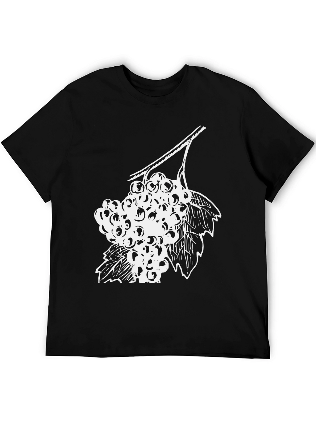 Black T-Shirt with White Berries Graphic