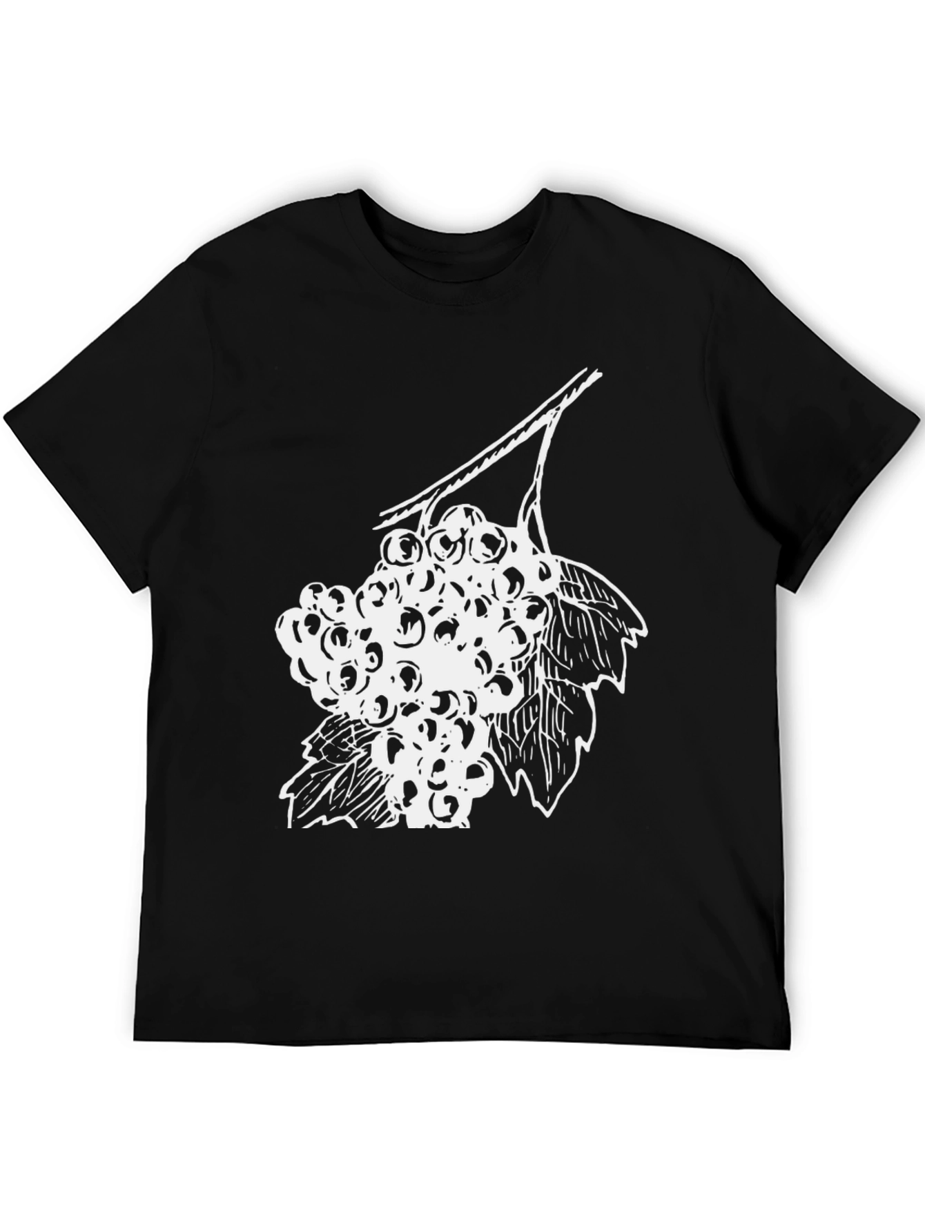 Black T-Shirt with White Berries Graphic