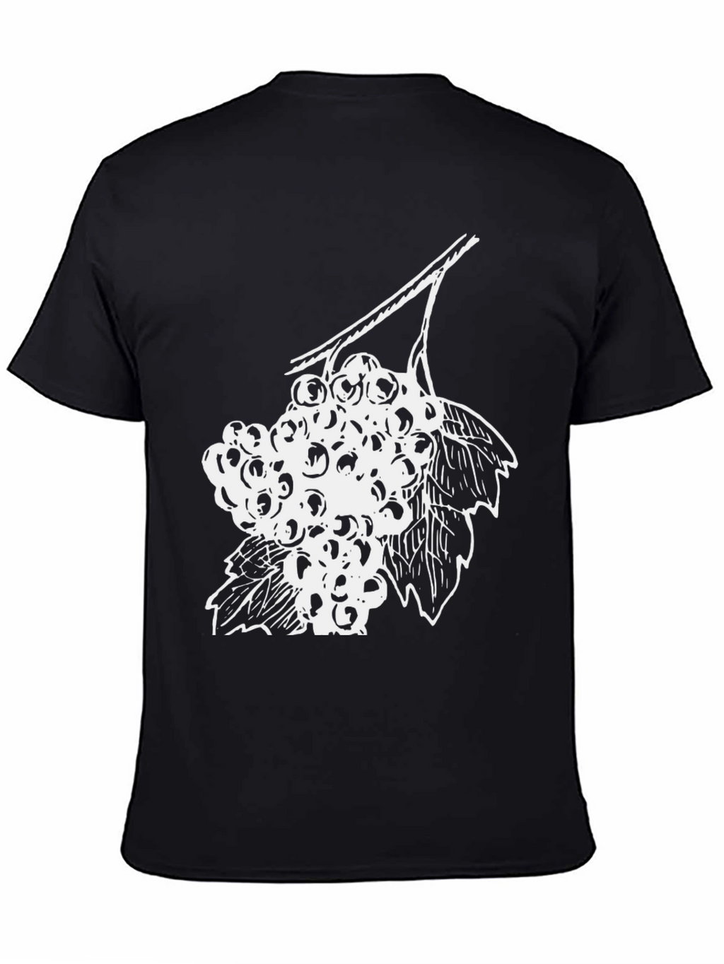 Black T-Shirt with White Berries Graphic