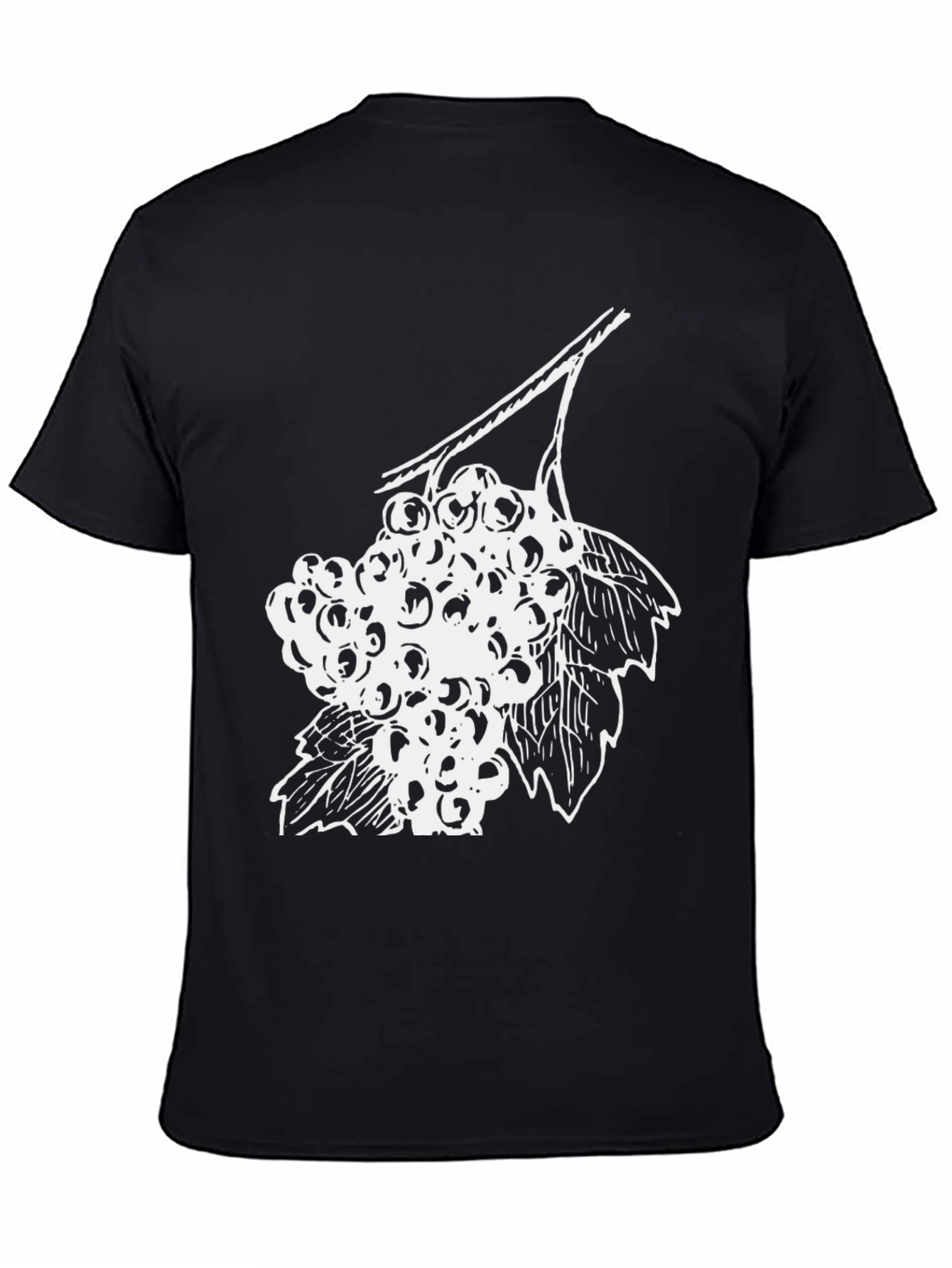 Black T-Shirt with White Berries Graphic