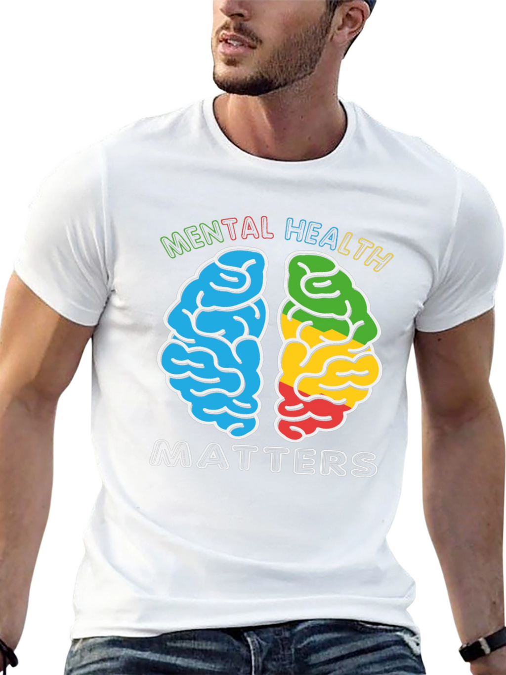 Mental Health Matters T-Shirt - Brain Graphic
