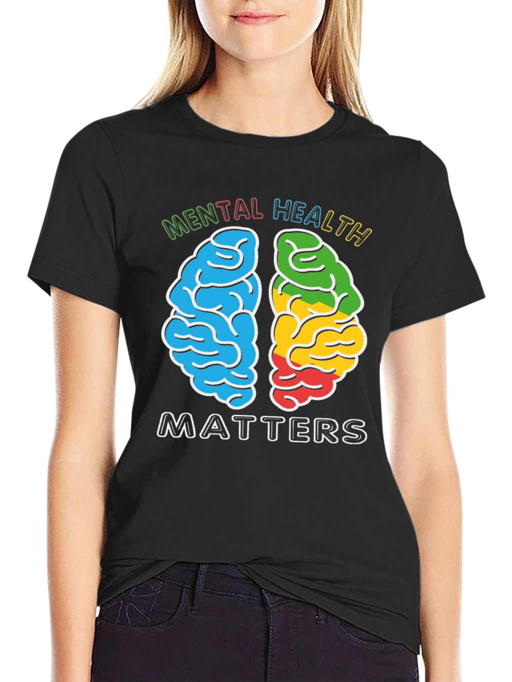 Mental Health Matters T-Shirt - Brain Graphic