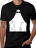 Cool Ghost Graphic Tee - Black Cotton Shirt
