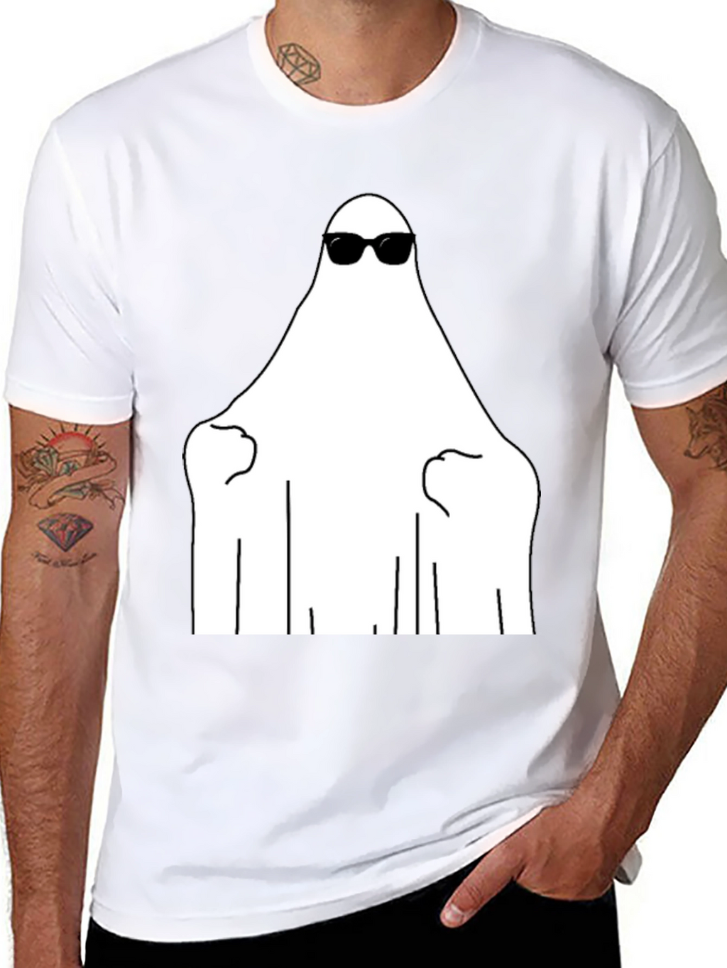 Cool Ghost Graphic Tee - Black Cotton Shirt