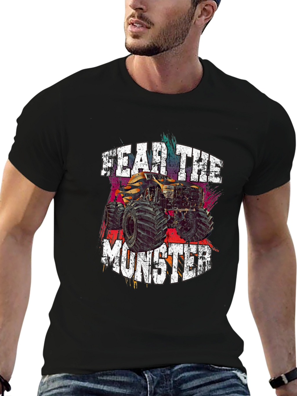 Fear The Monster Truck Graphic Tee - Black