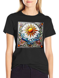 Stained Glass Sun Graphic T-Shirt
