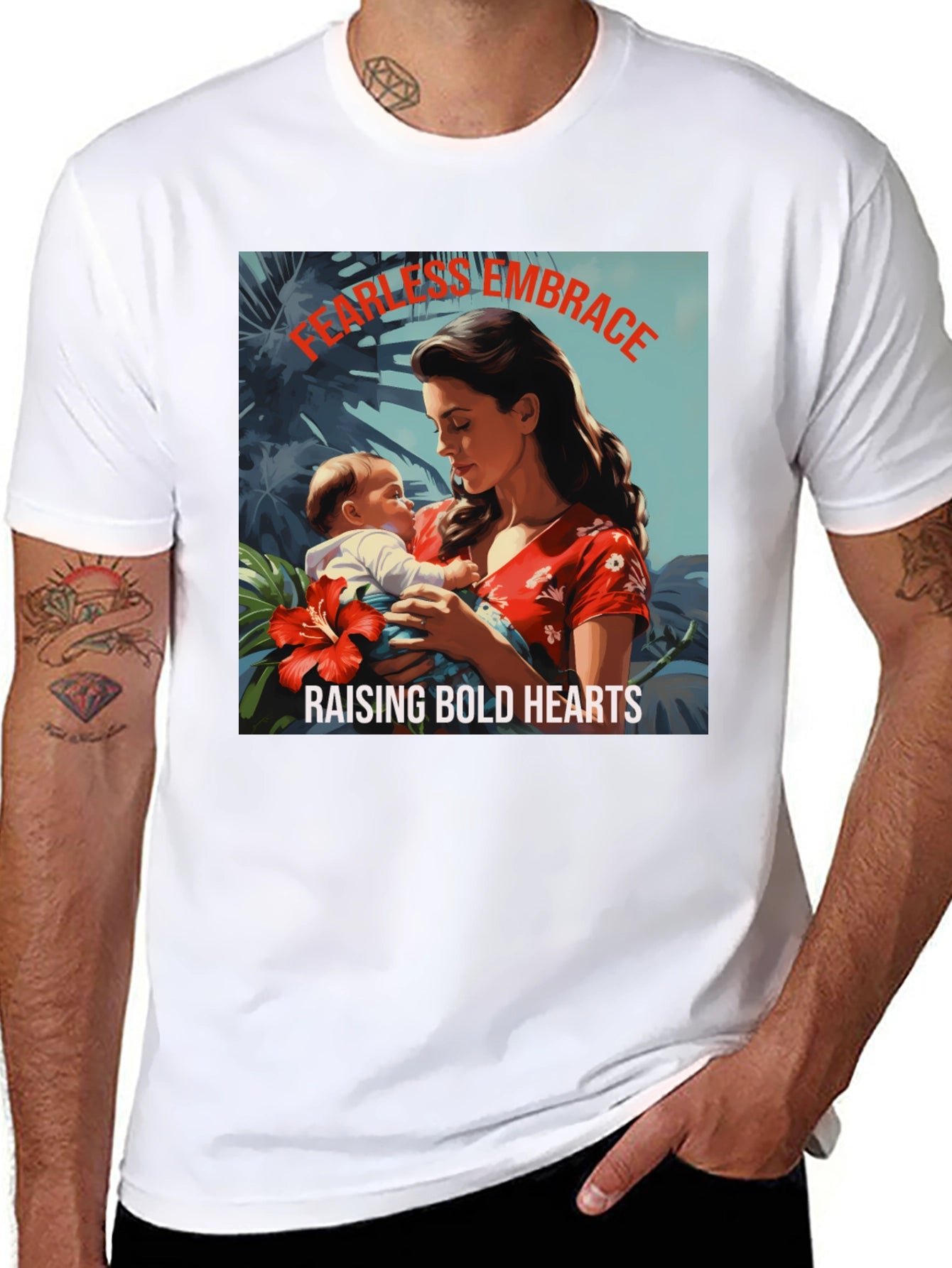 Fearless Embrace Graphic T-Shirt - Mother & Child Design