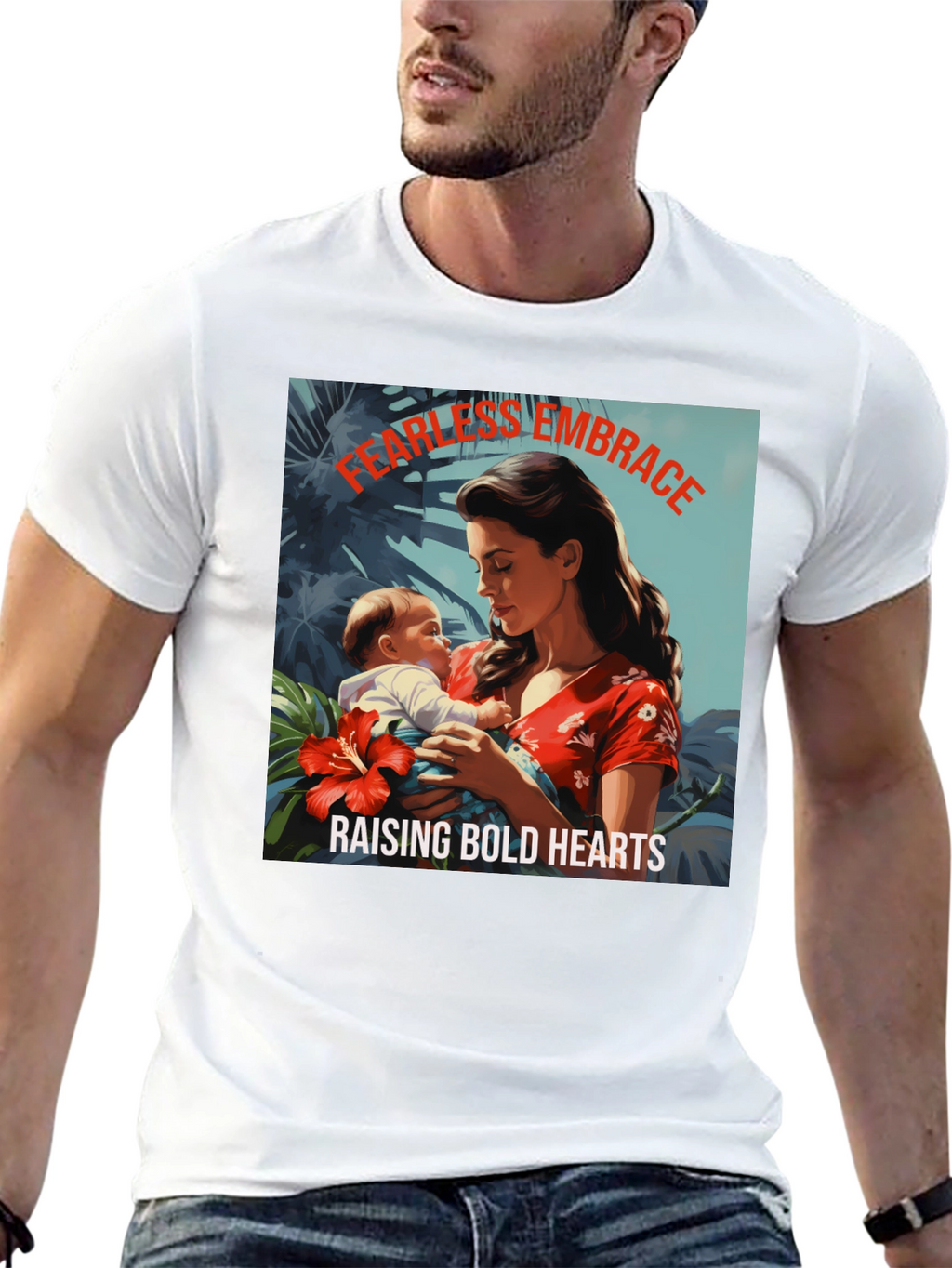Fearless Embrace Graphic T-Shirt - Mother & Child Design
