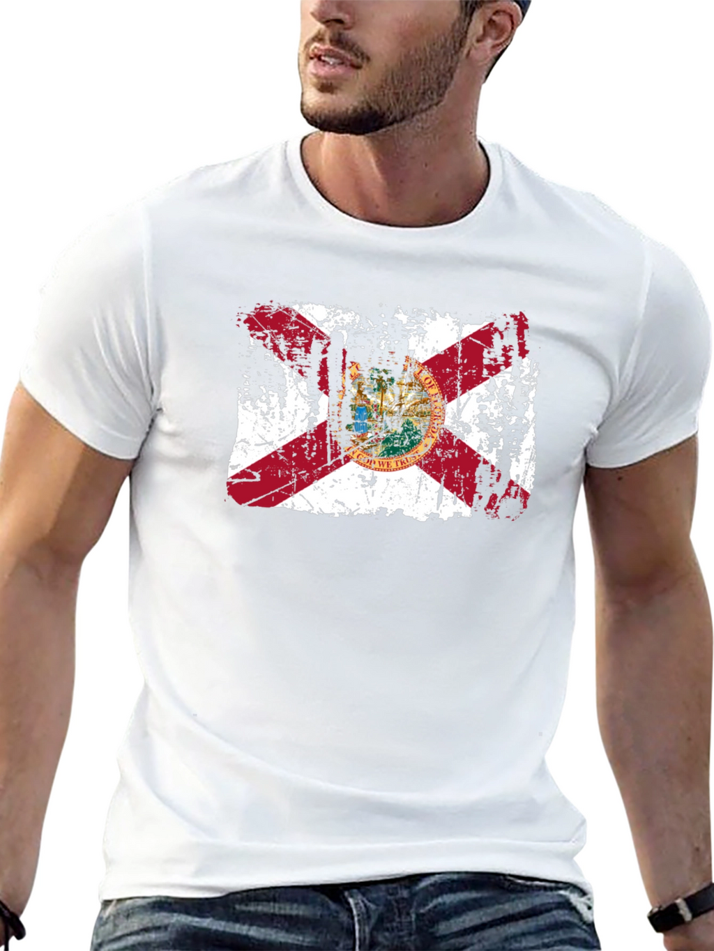 Florida State Flag Distressed Graphic T-Shirt