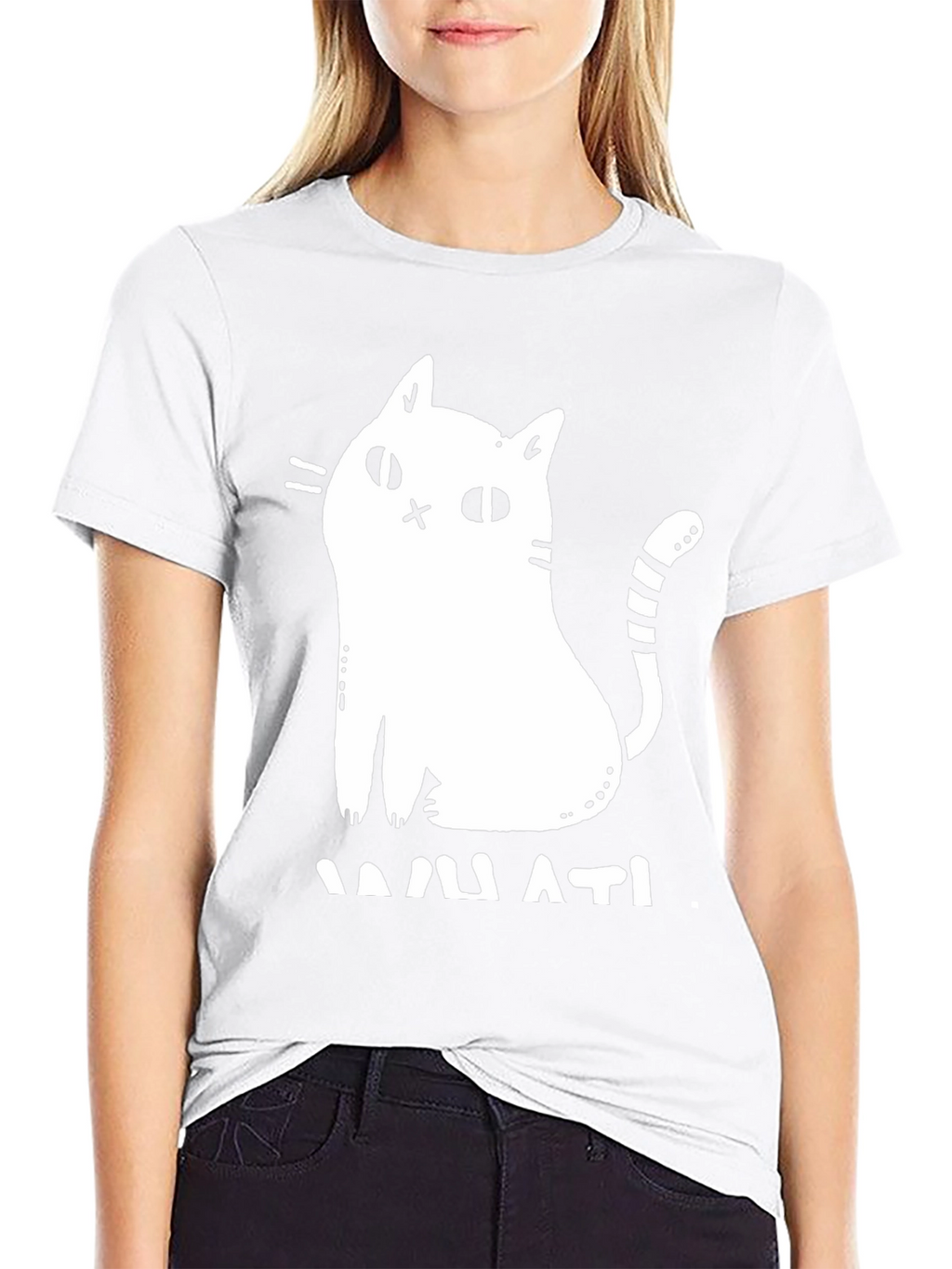 Humorous Cat Graphic T-Shirt - Black