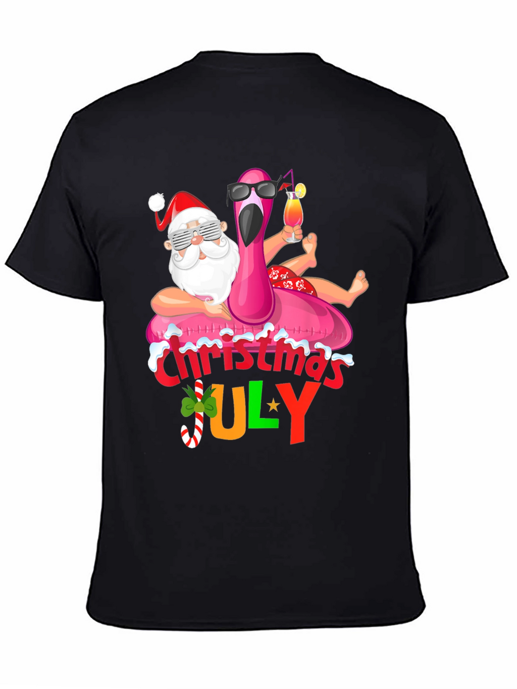 Christmas in July Santa Flamingo T-Shirt