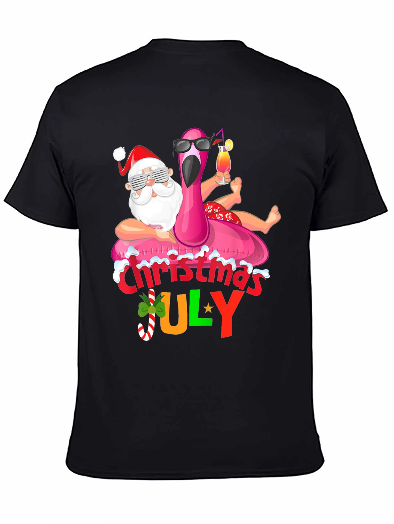 Christmas in July Santa Flamingo T-Shirt
