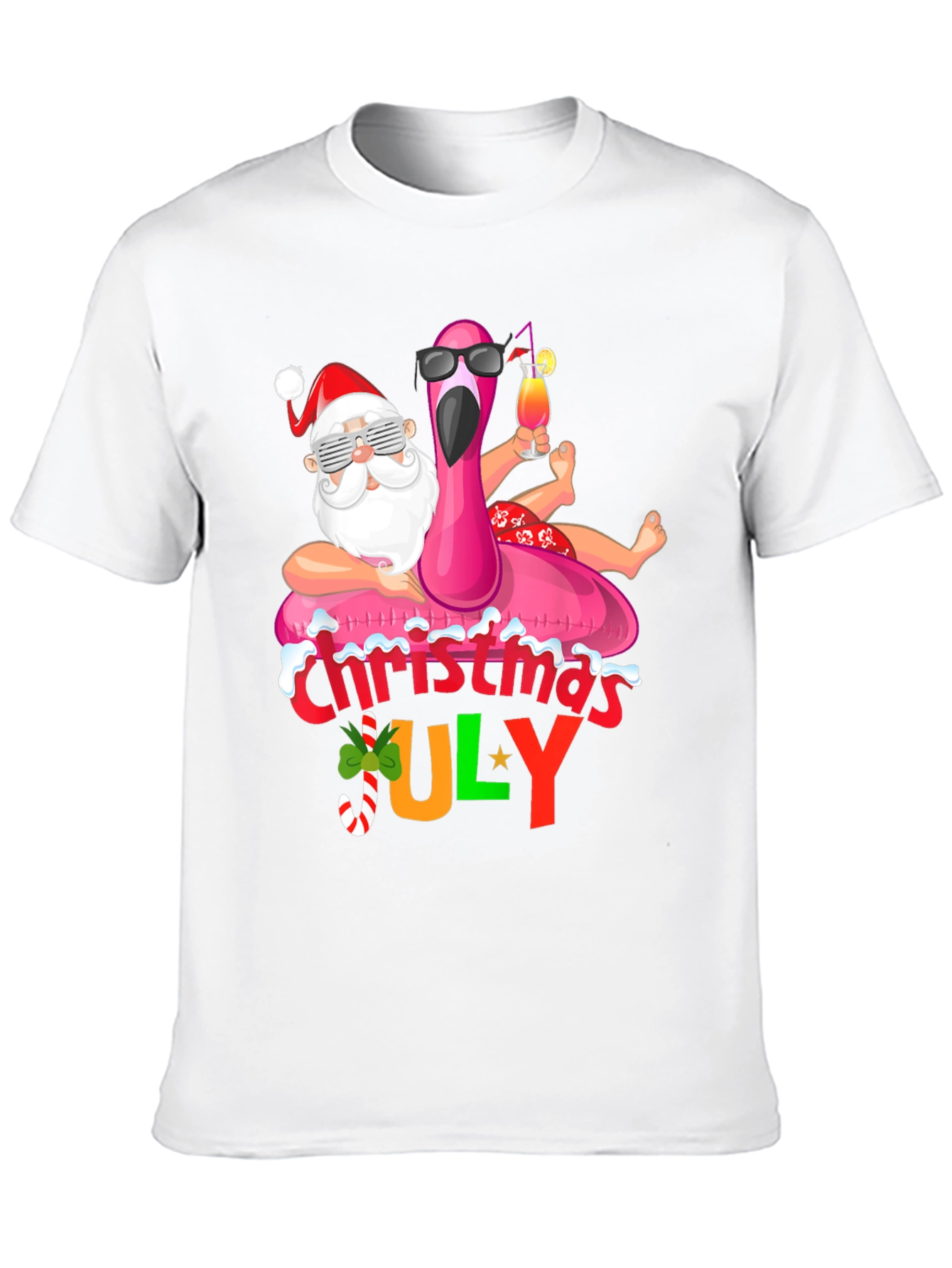 Christmas in July Santa Flamingo T-Shirt