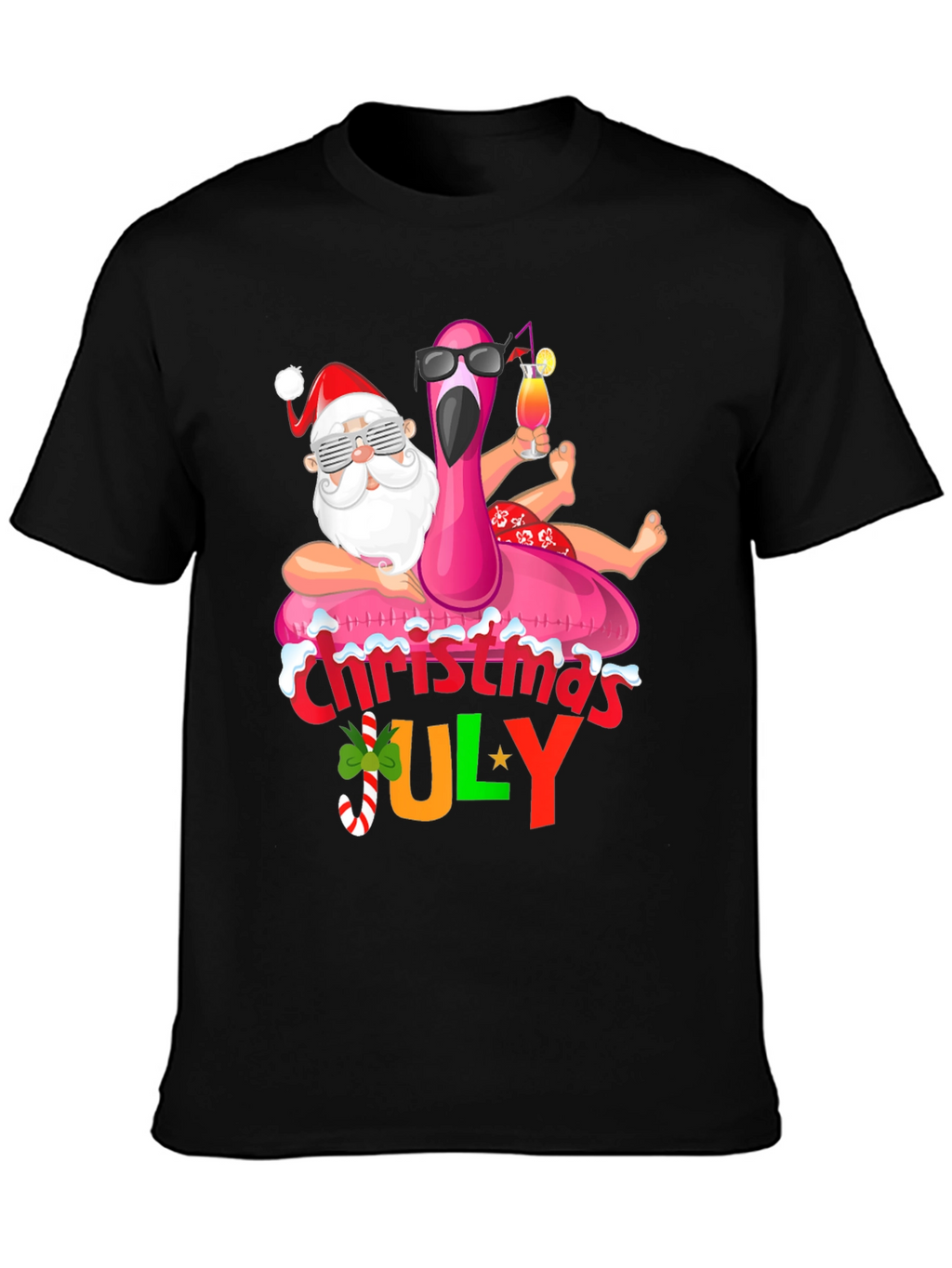 Christmas in July Santa Flamingo T-Shirt