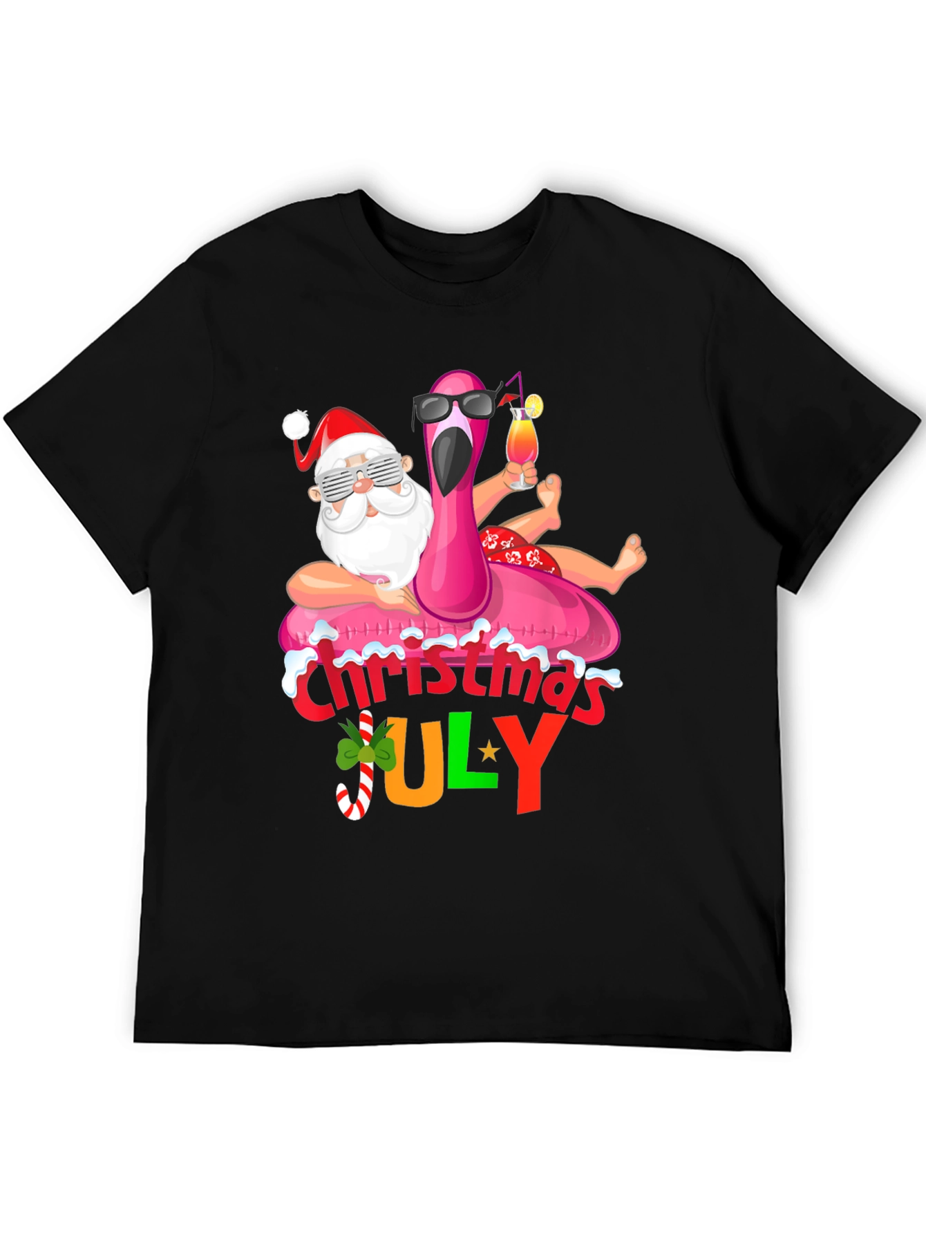 Christmas in July Santa Flamingo T-Shirt