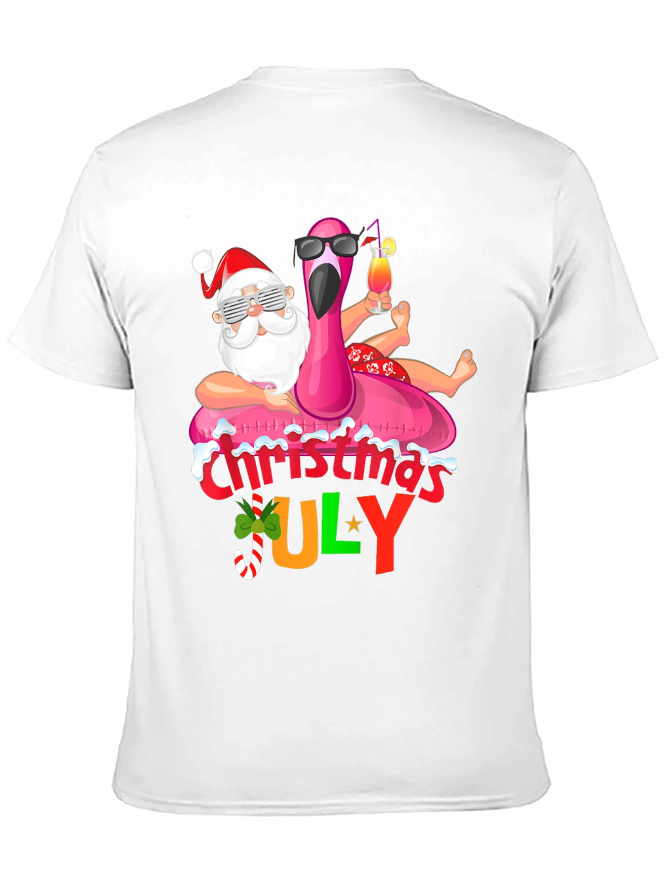Christmas in July Santa Flamingo T-Shirt