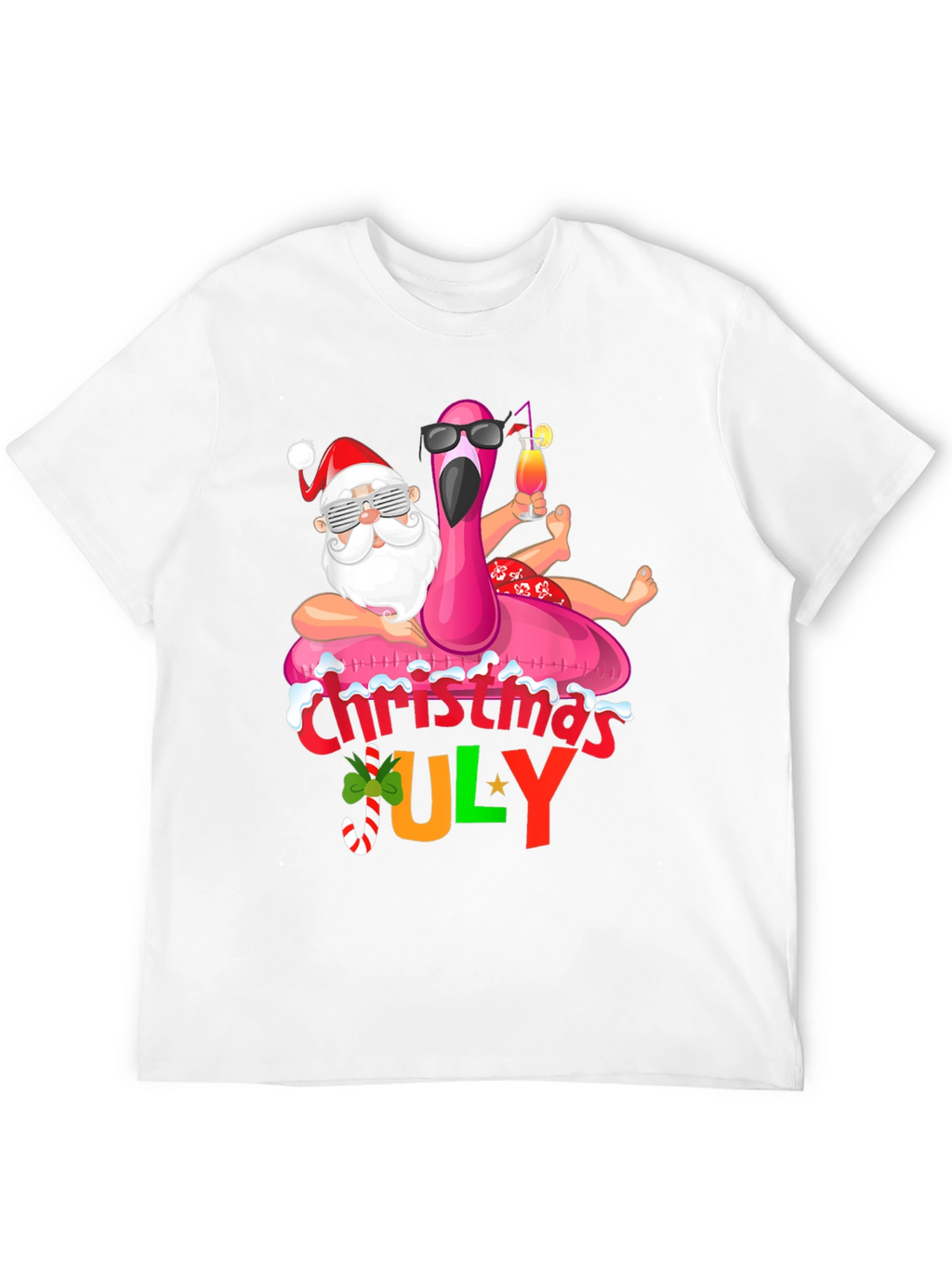 Christmas in July Santa Flamingo T-Shirt