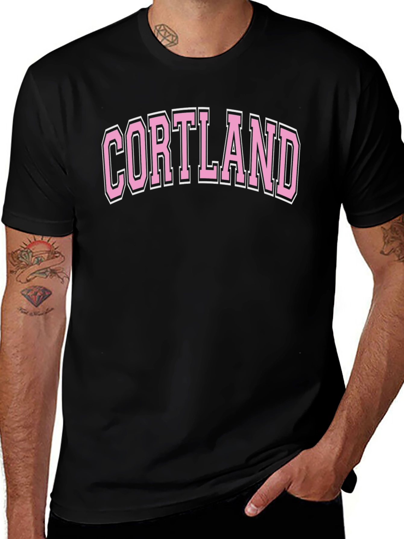 Cortland Pink Varsity Style T-Shirt