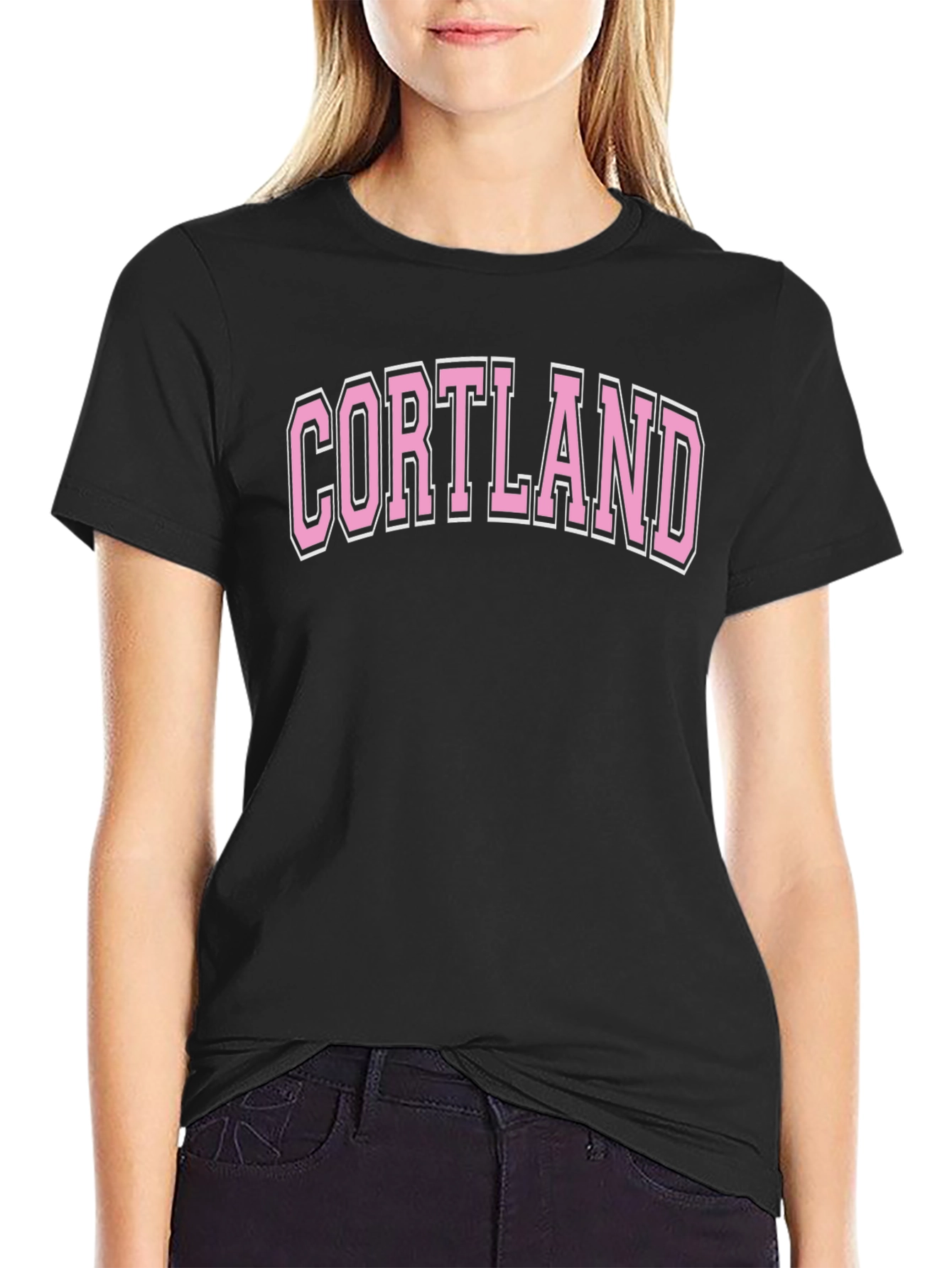 Cortland Pink Varsity Style T-Shirt