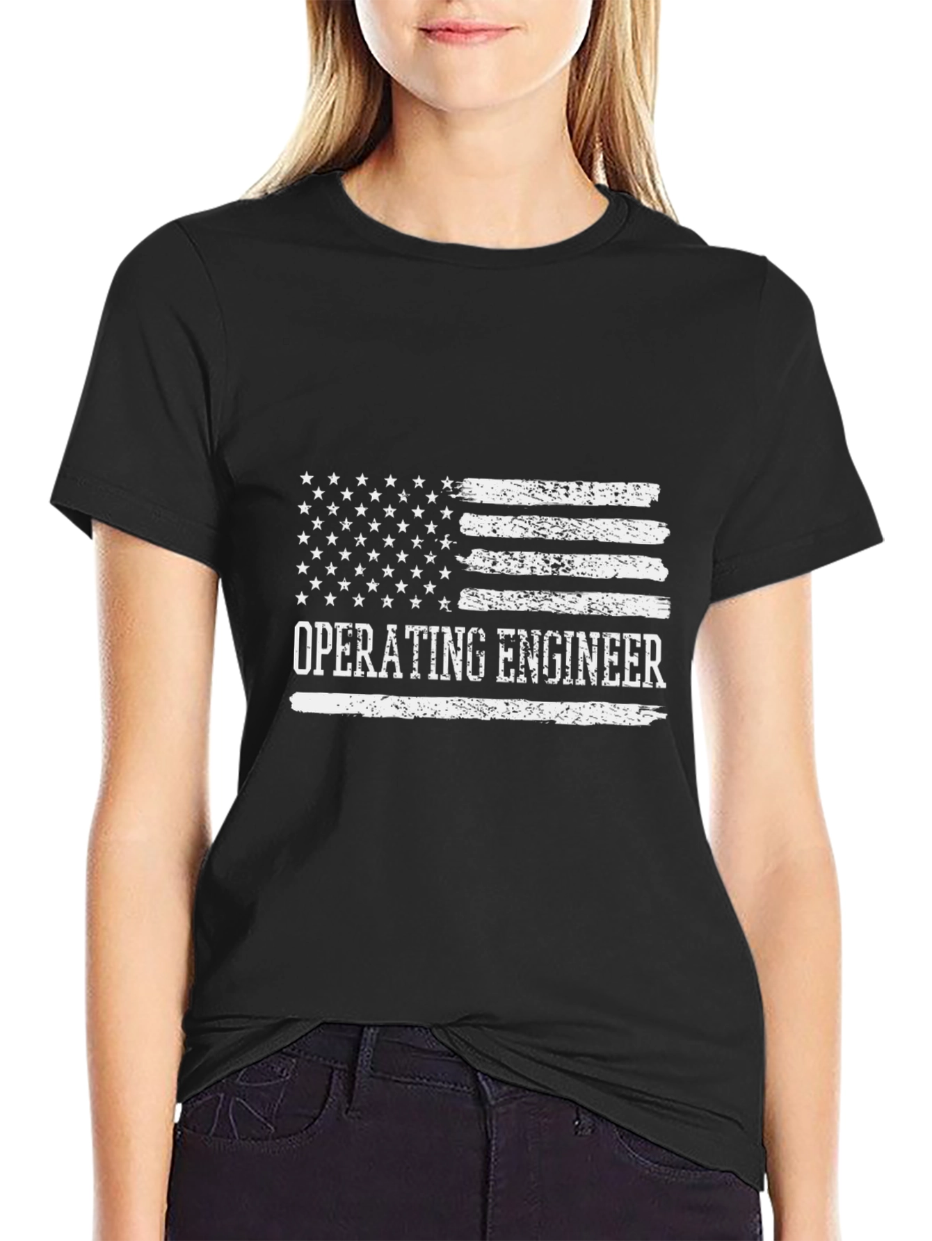 Operating Engineer American Flag Graphic T-Shirt