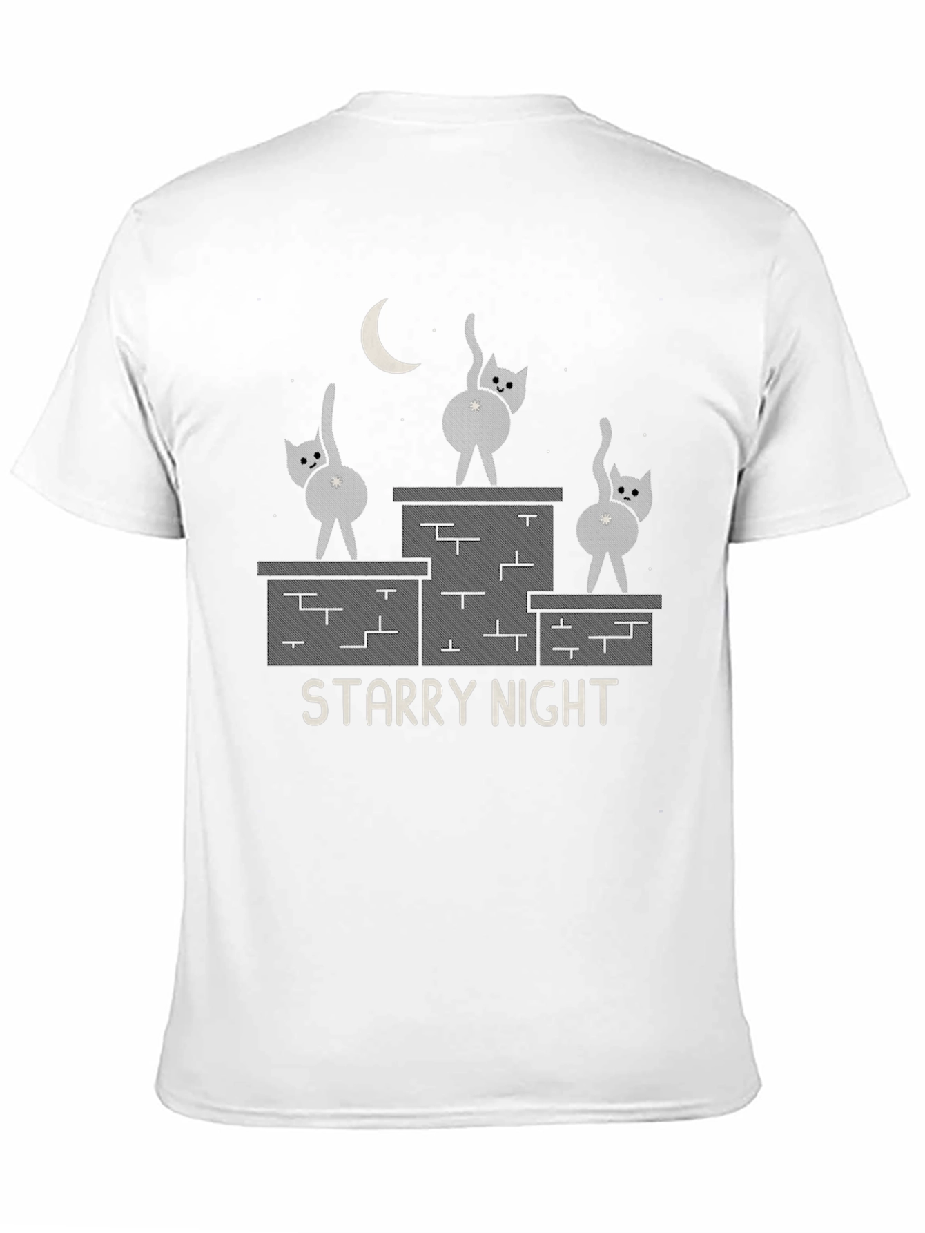 Starry Night Cat T-Shirt - Funny Graphic Tee