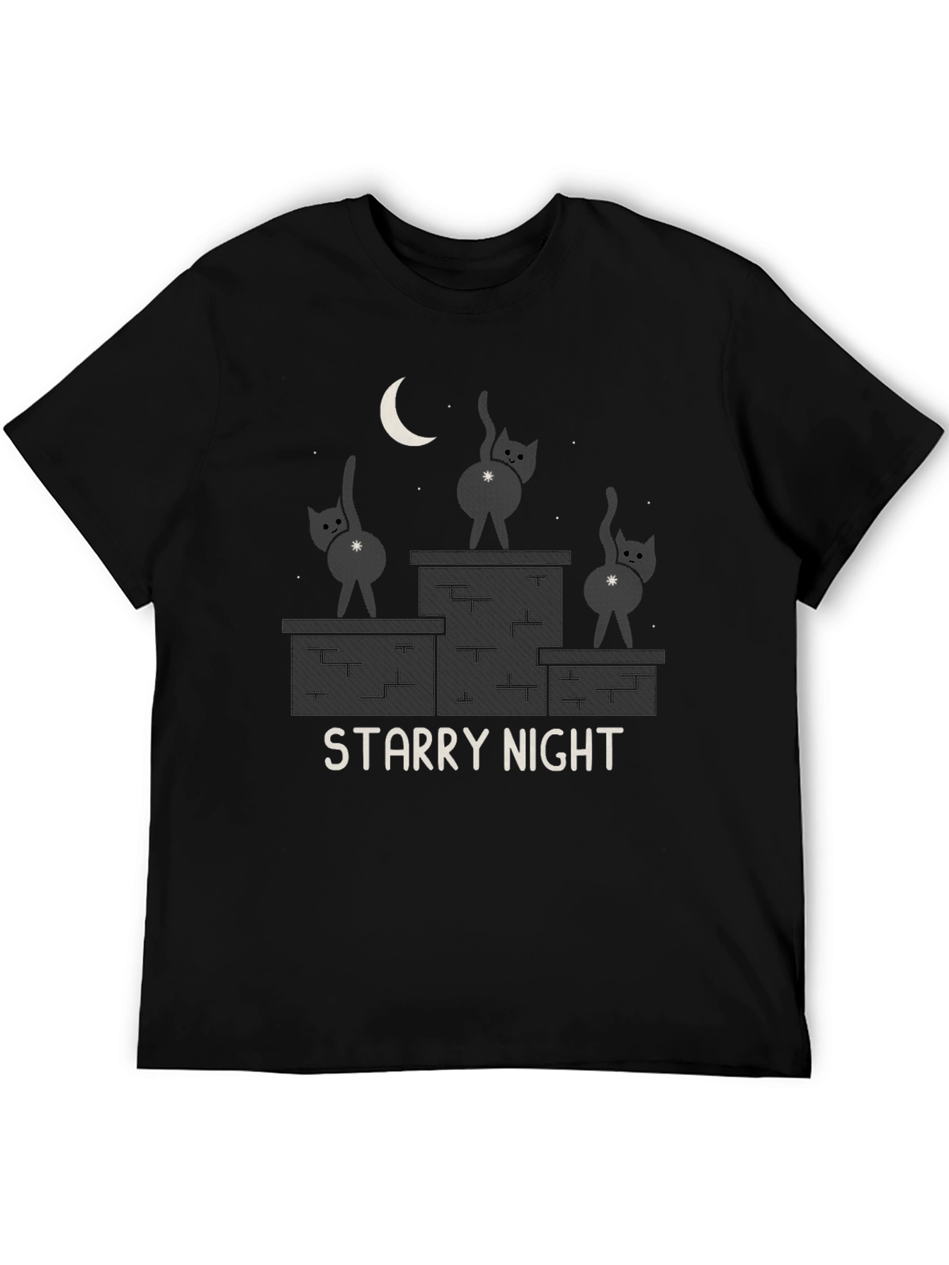 Starry Night Cat T-Shirt - Funny Graphic Tee