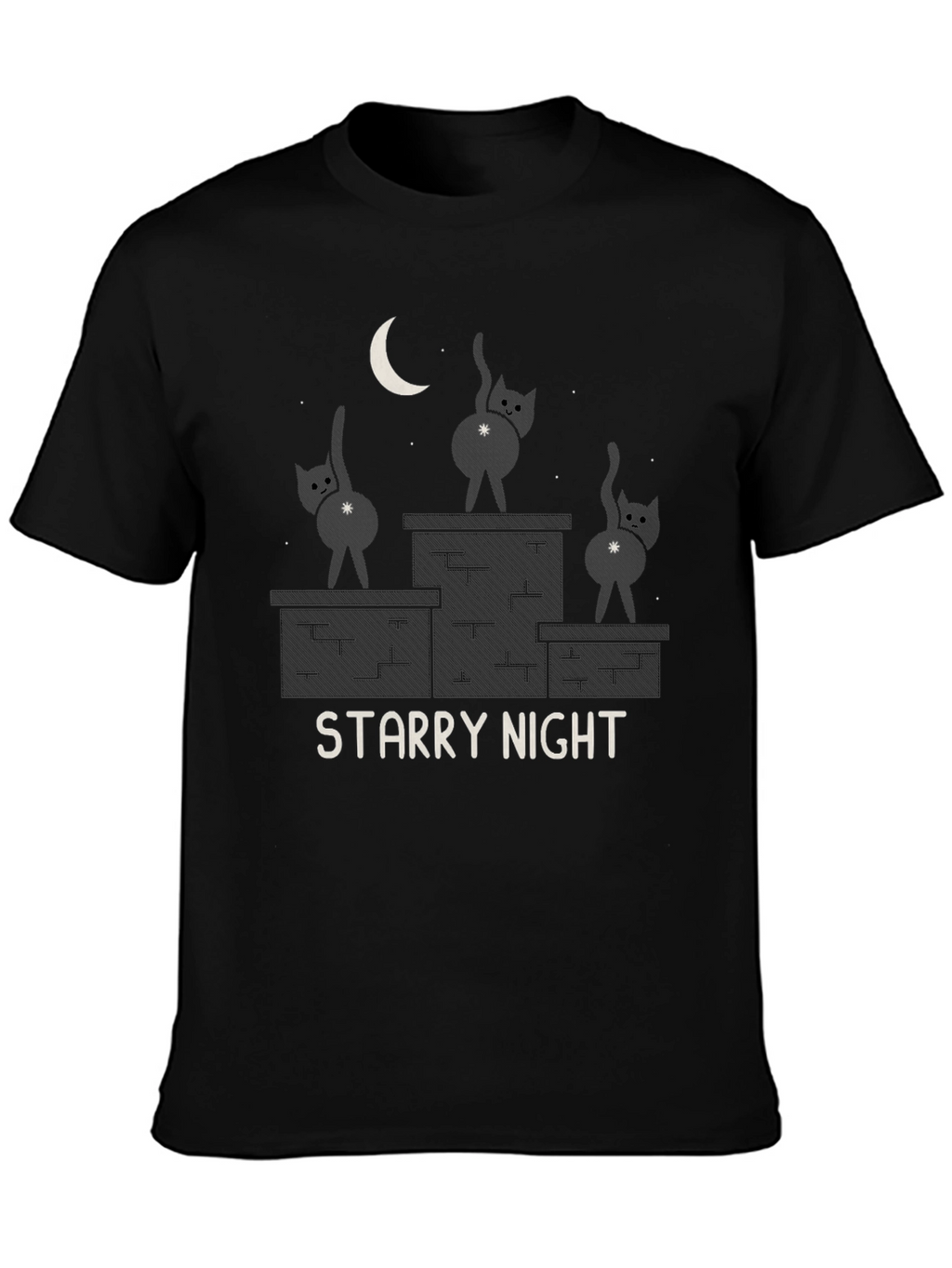 Starry Night Cat T-Shirt - Funny Graphic Tee