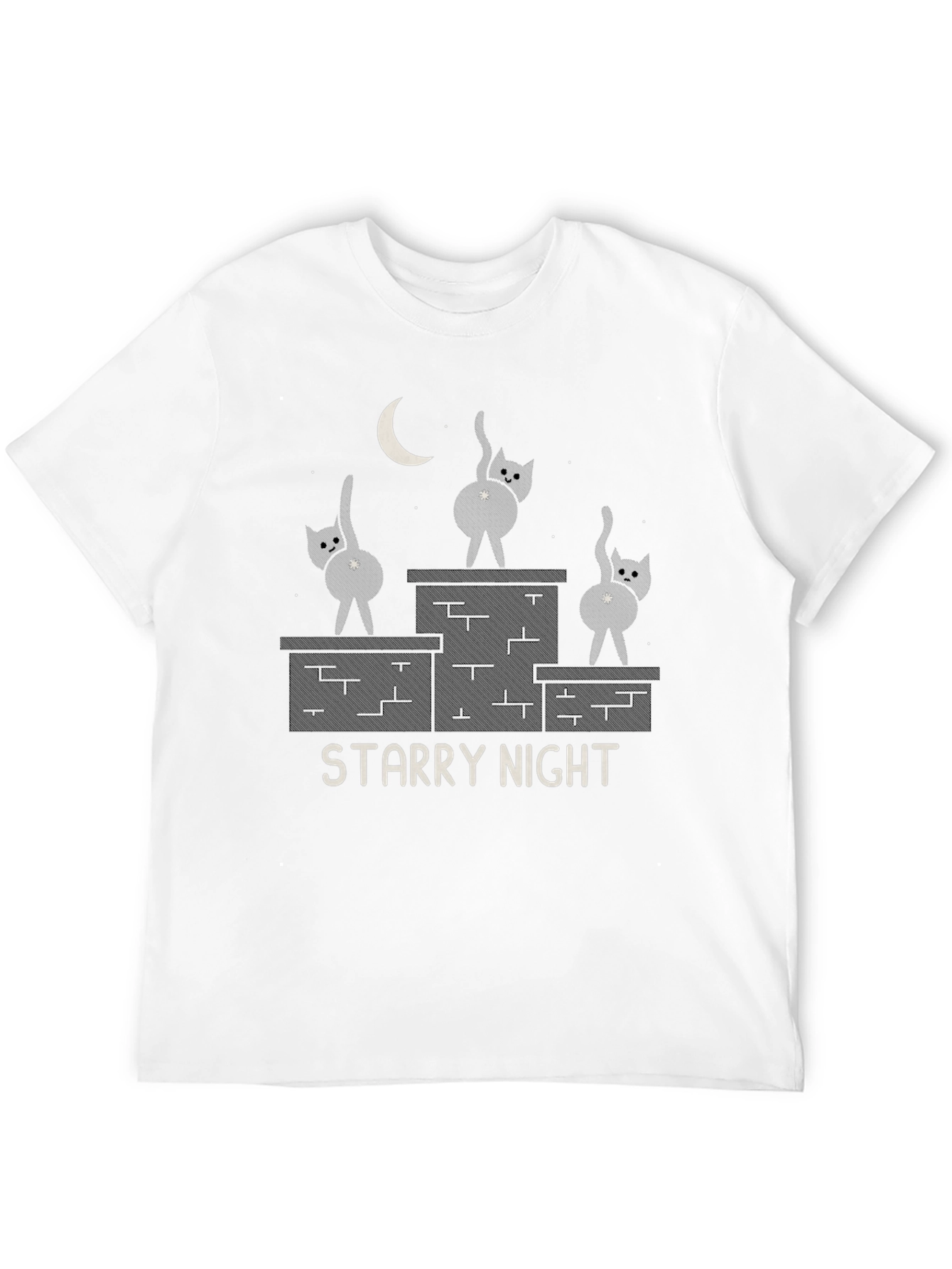Starry Night Cat T-Shirt - Funny Graphic Tee