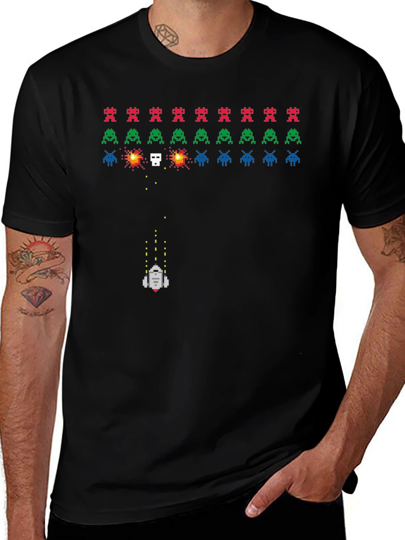 Retro Game T-Shirt: Pixelated Alien Invasion