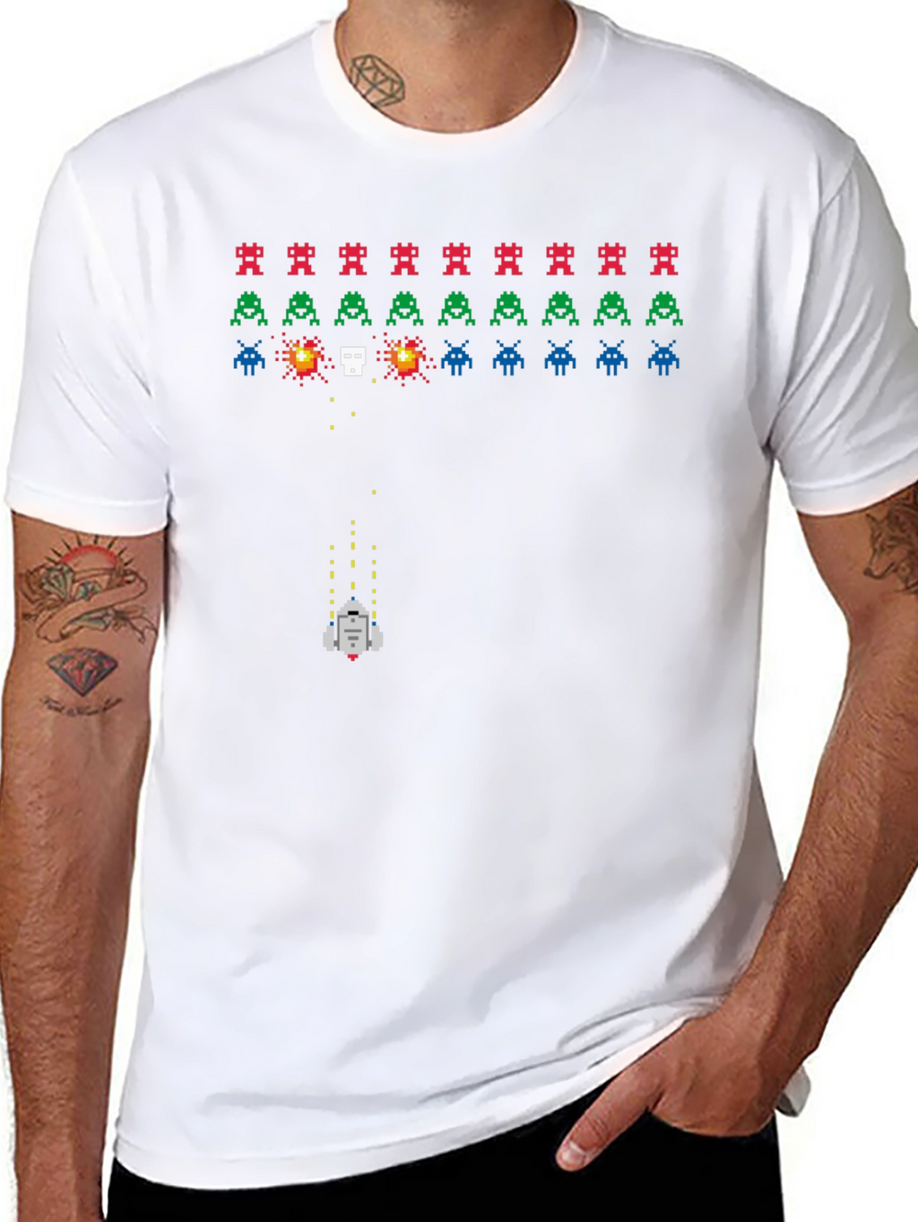 Retro Game T-Shirt: Pixelated Alien Invasion