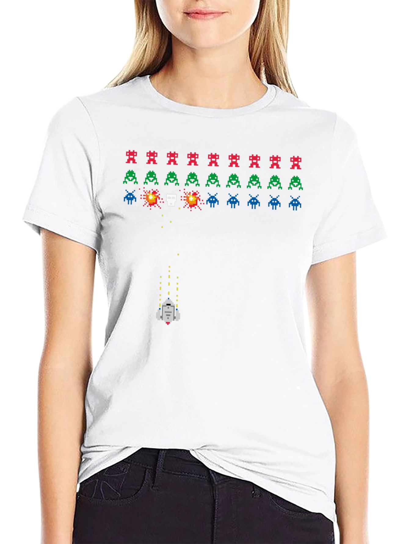 Retro Game T-Shirt: Pixelated Alien Invasion